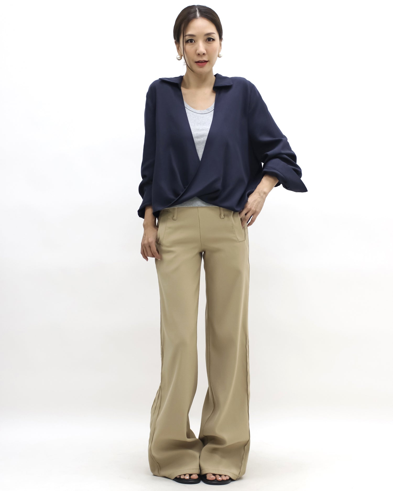 navy shirt w/ grey vest set