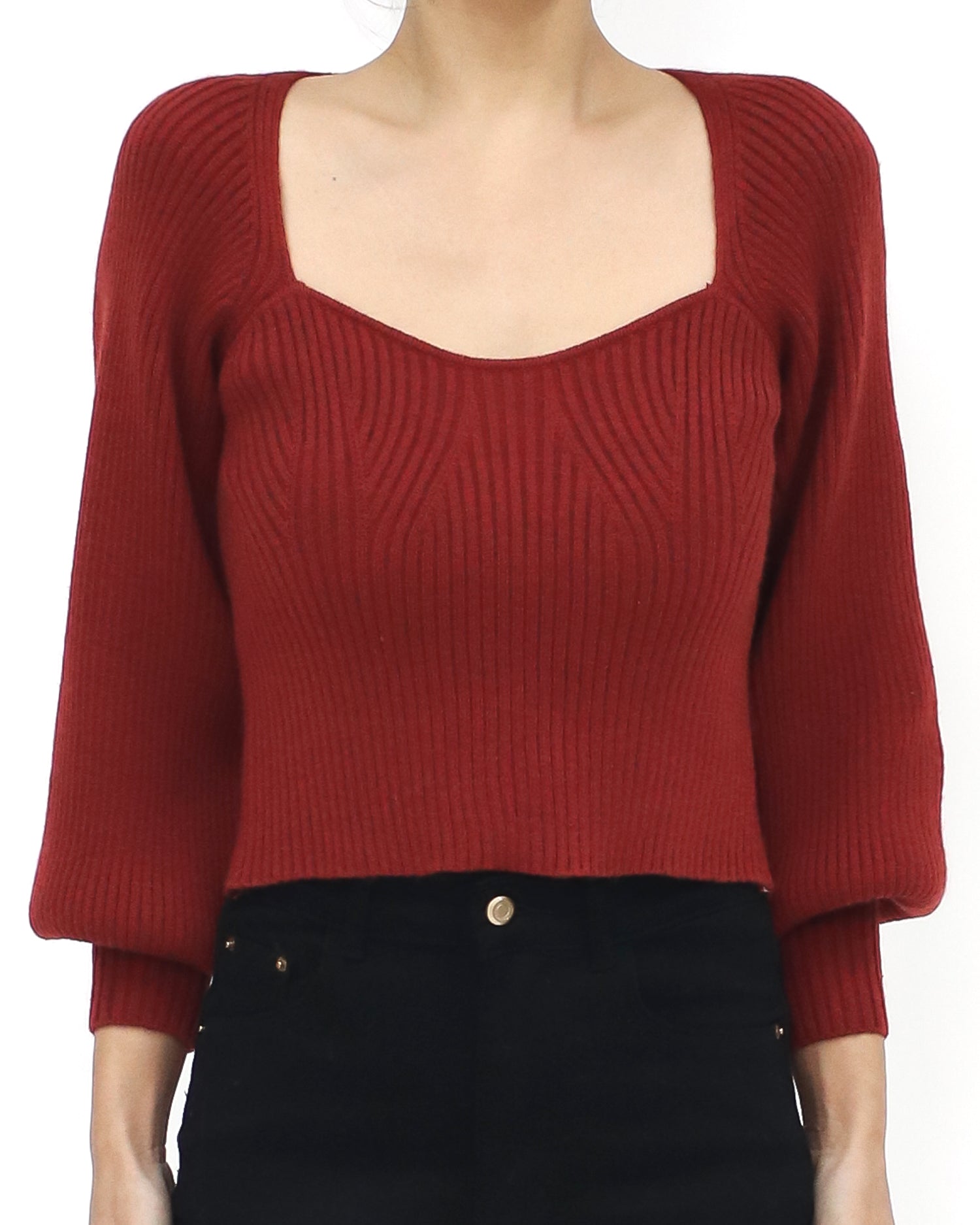 red knitted cropped top *pre-order*