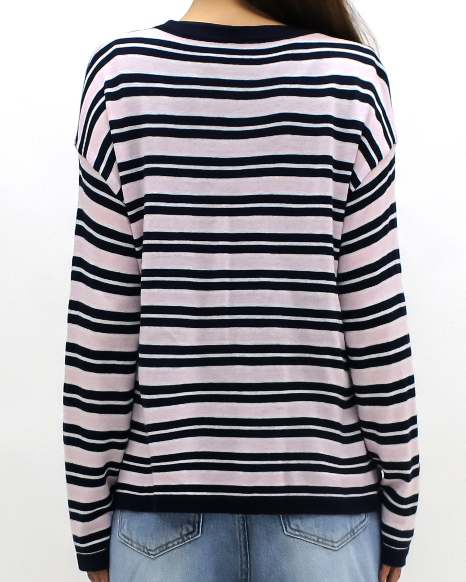 pink & navy stripes soft knitted top