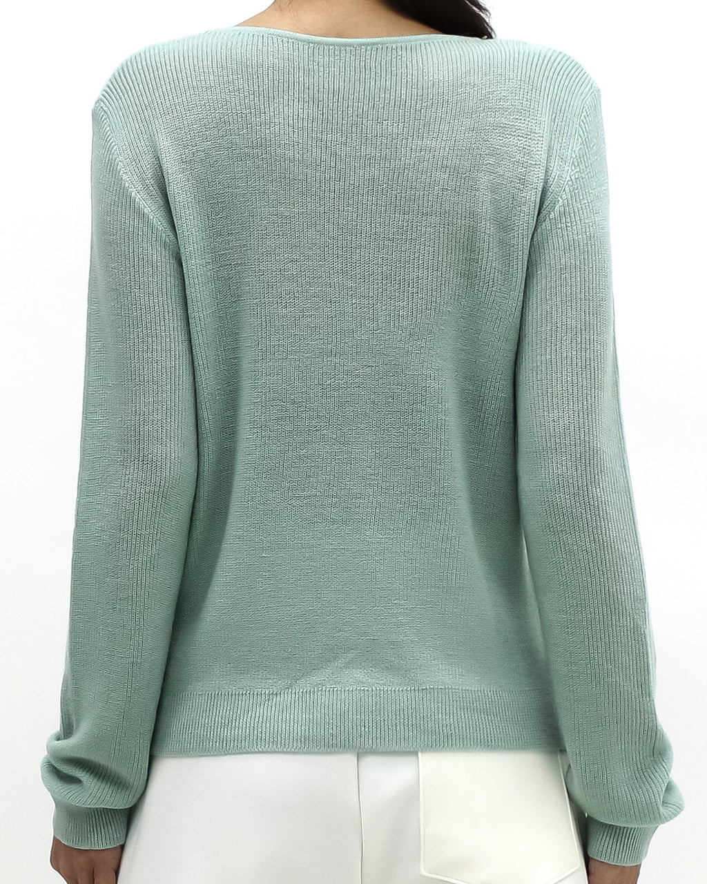 green vest layer fine knitted top