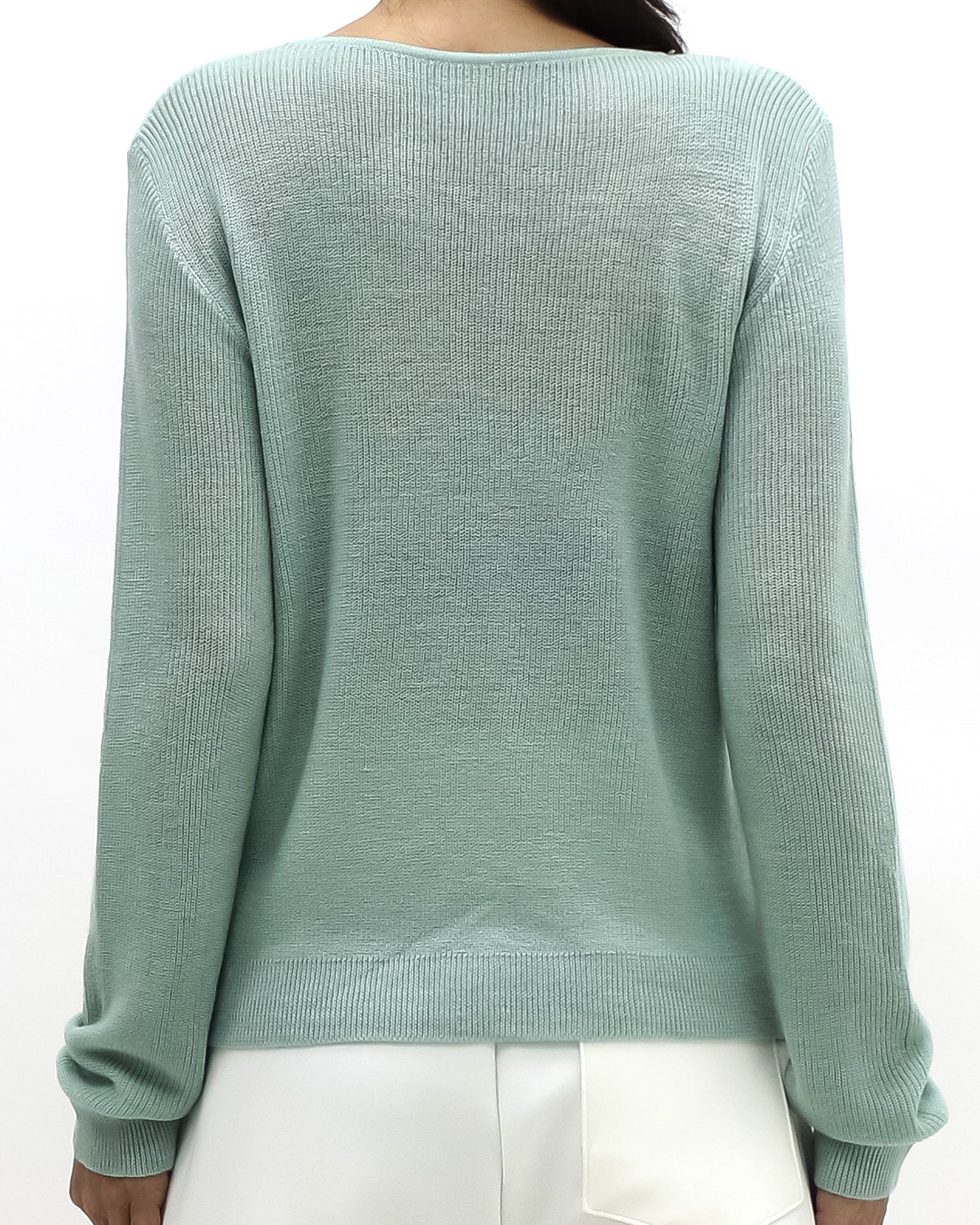 green vest layer fine knitted top