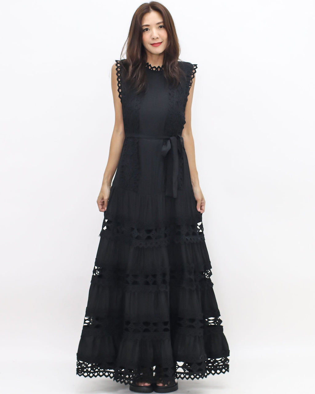 black crochet longline dress w/ belt *pre-order*