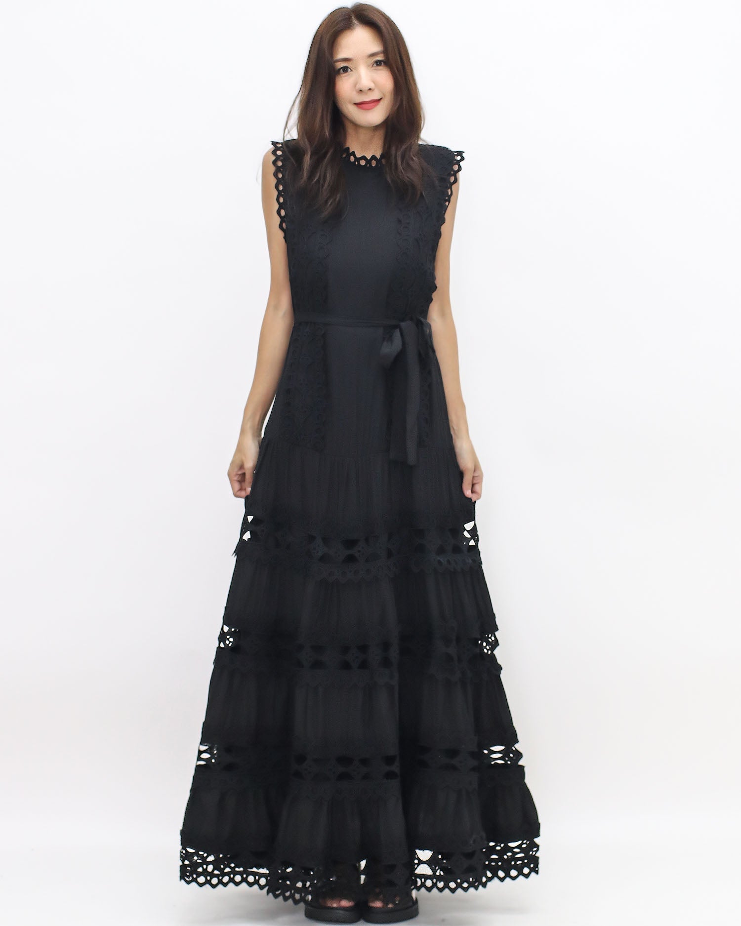 black crochet longline dress w/ belt *pre-order*