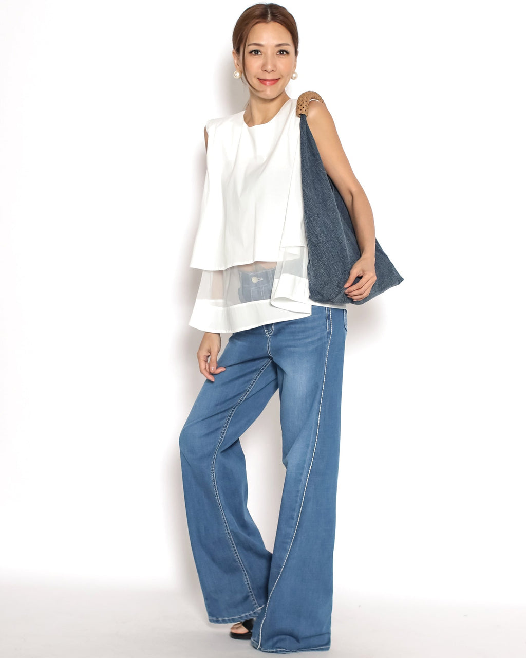 washed blue denim w/ rope handle tote bag *pre-order*