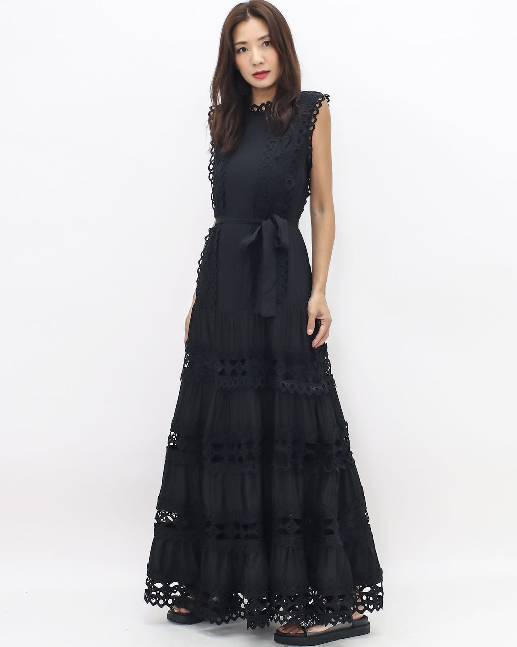 black crochet longline dress w/ belt *pre-order*