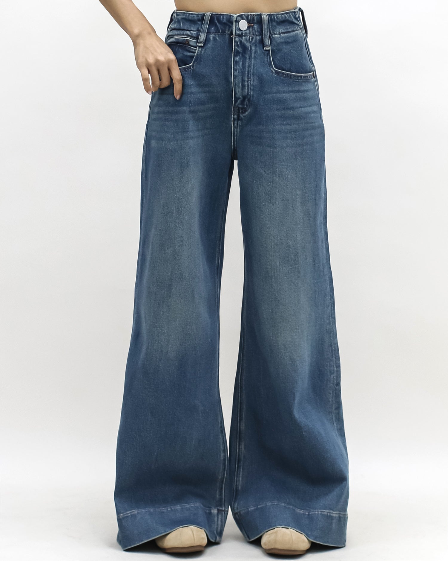 washed blue denim flare jeans *pre-order*