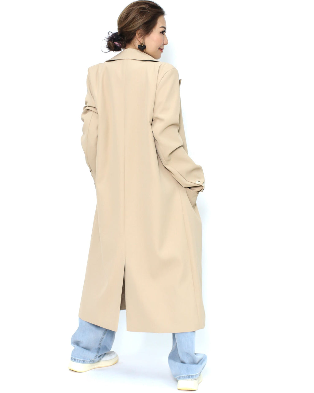 beige double bar longline blazer *pre-order*