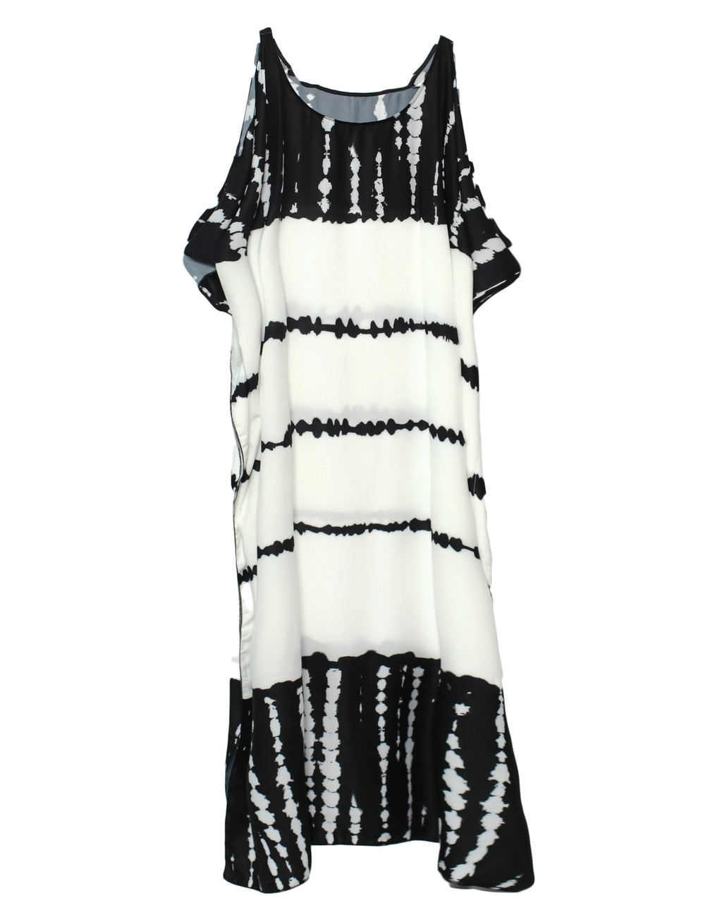 black & ivory tie-dye cutout shoulders cover up dress *pre-order*