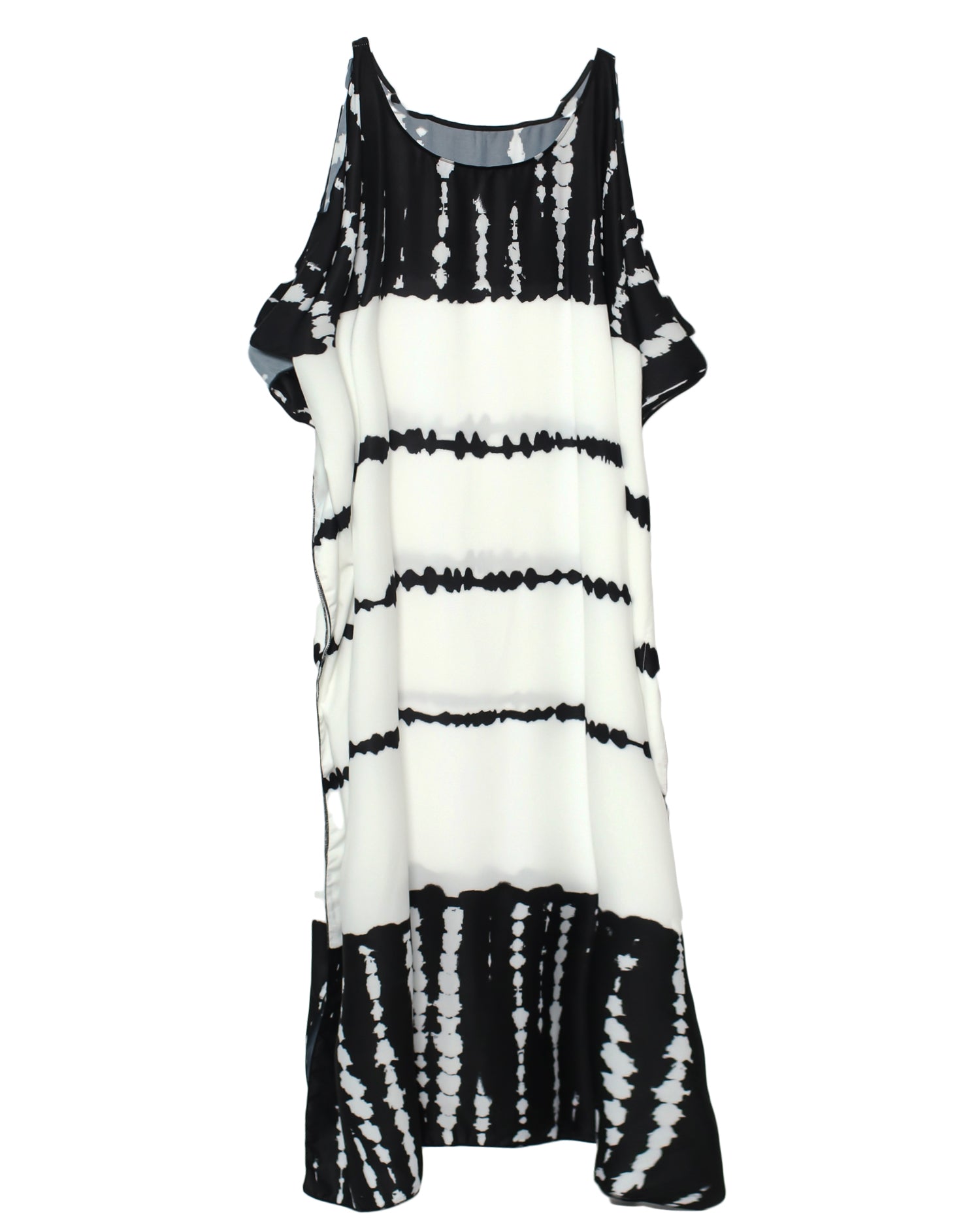 black & ivory tie-dye cutout shoulders cover up dress *pre-order*