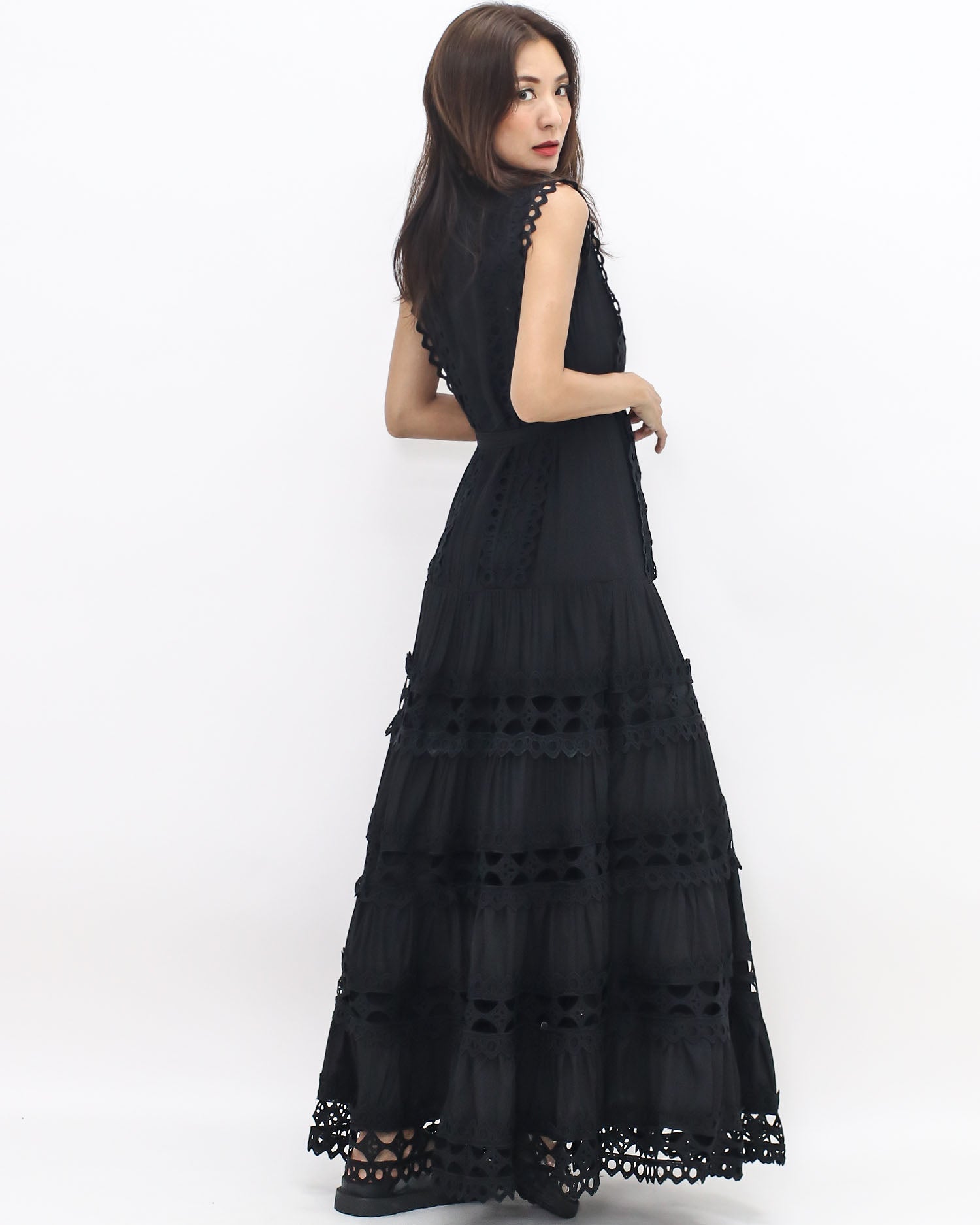 black crochet longline dress w/ belt *pre-order*