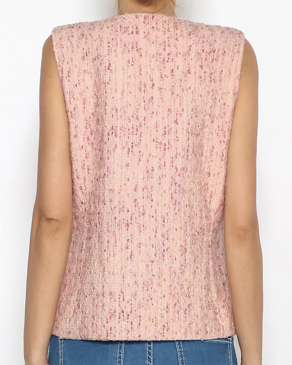 pink tweed vest jacket *pre-order*
