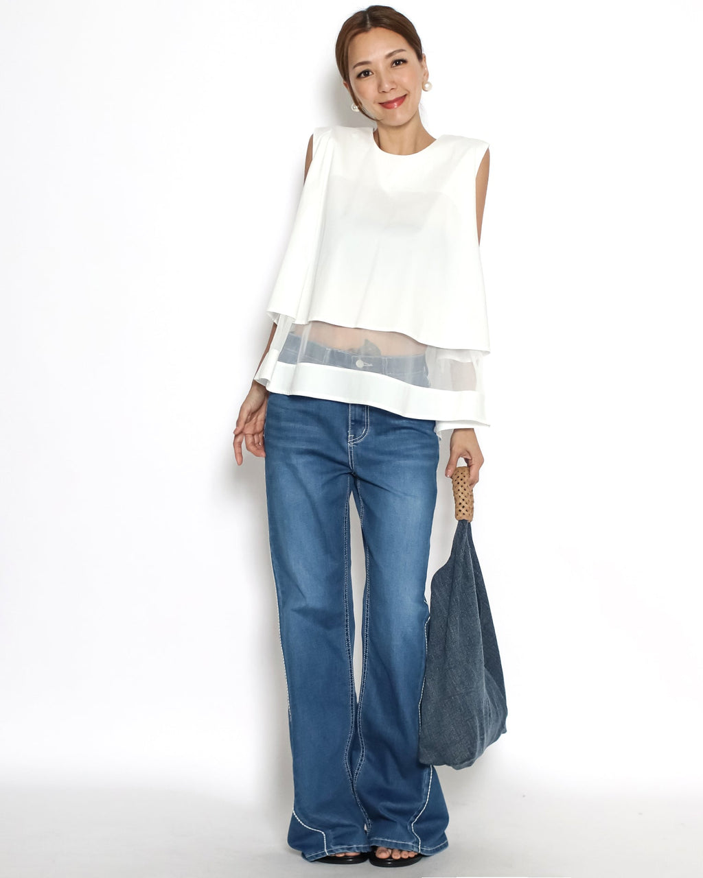 washed blue denim w/ rope handle tote bag *pre-order*