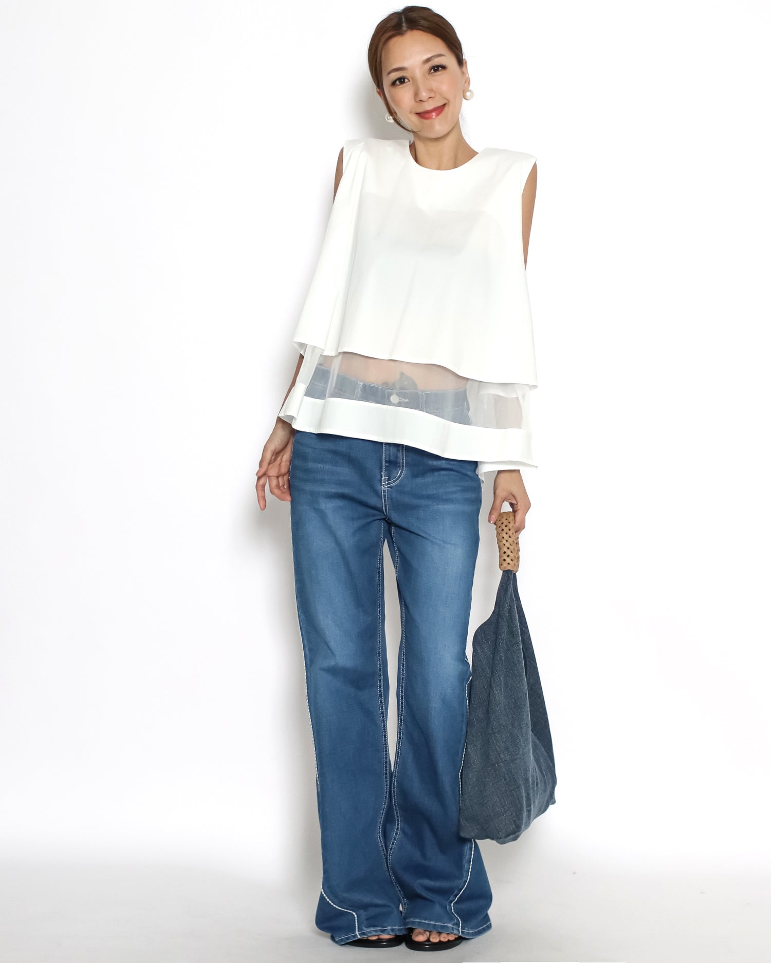 washed blue denim w/ rope handle tote bag *pre-order*