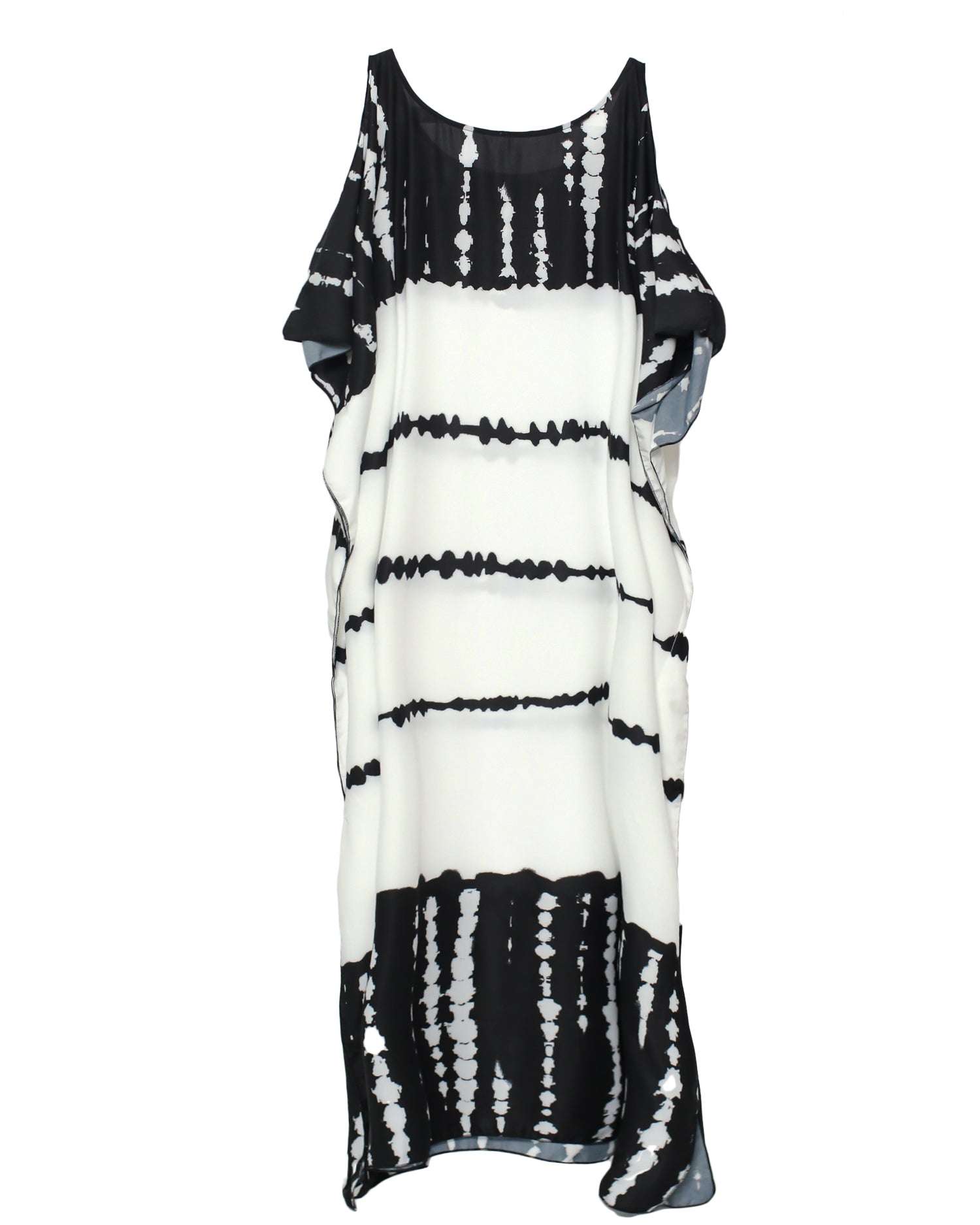 black & ivory tie-dye cutout shoulders cover up dress *pre-order*