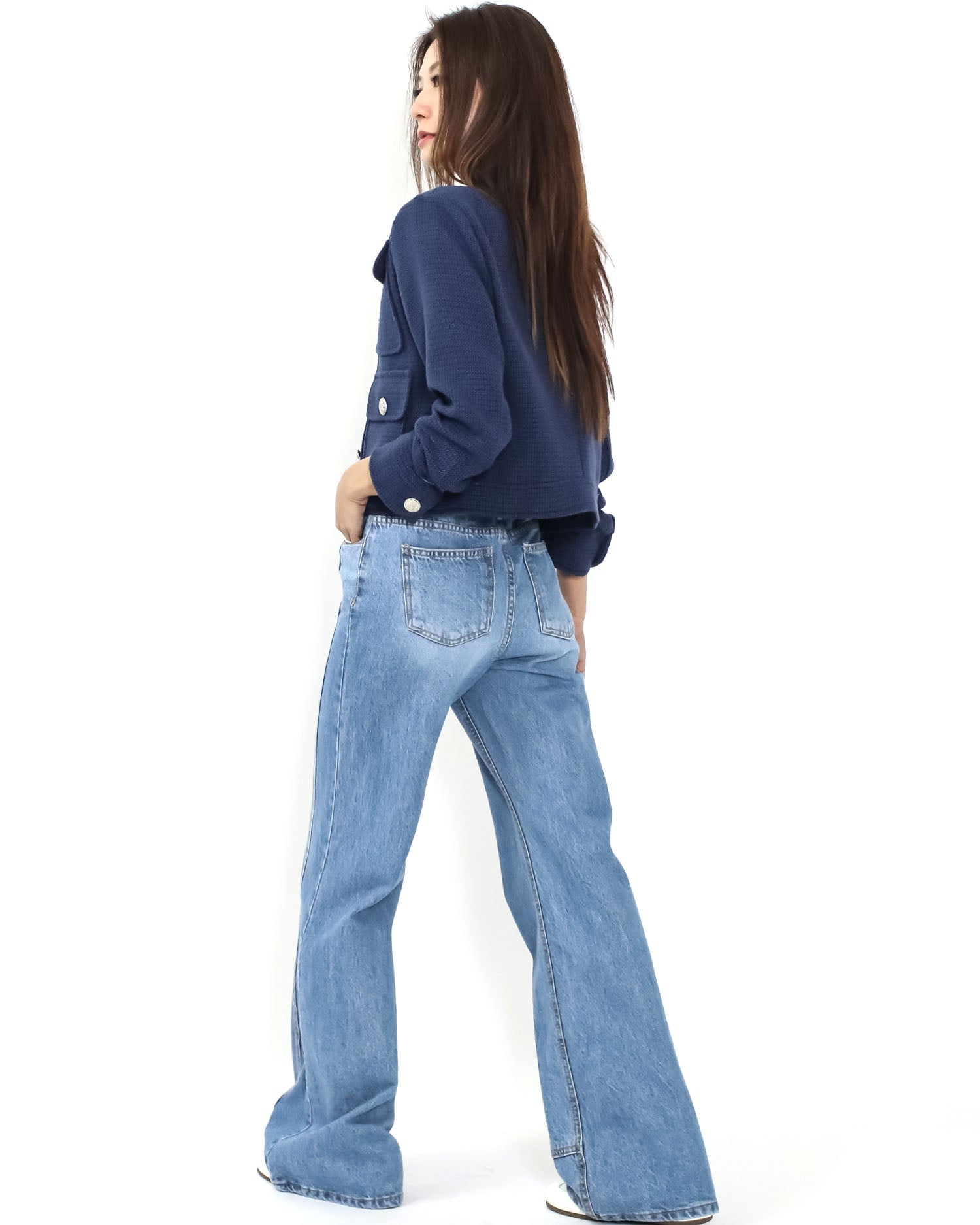 navy tweed pockets front jacket *pre-order*