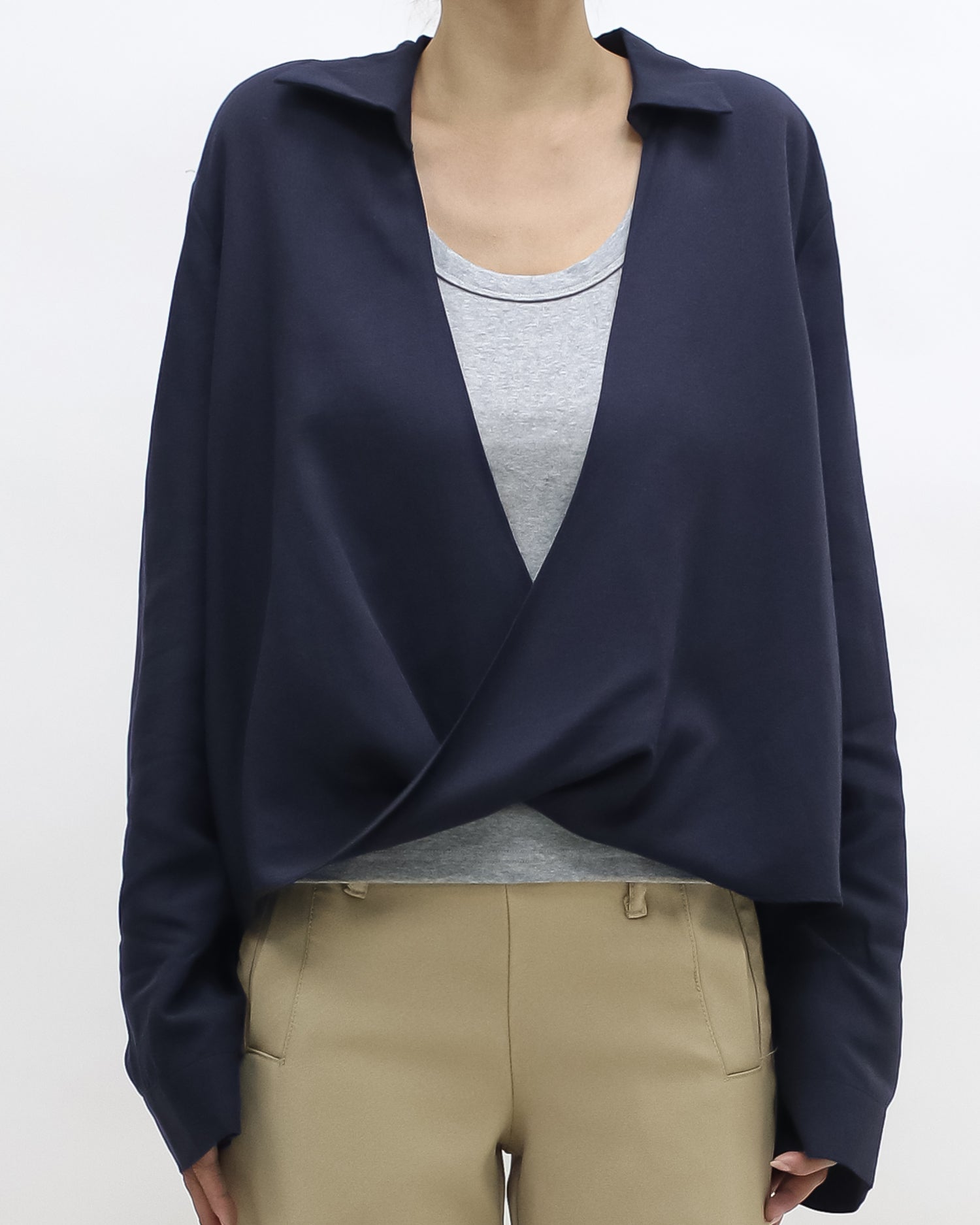 navy shirt w/ grey vest set