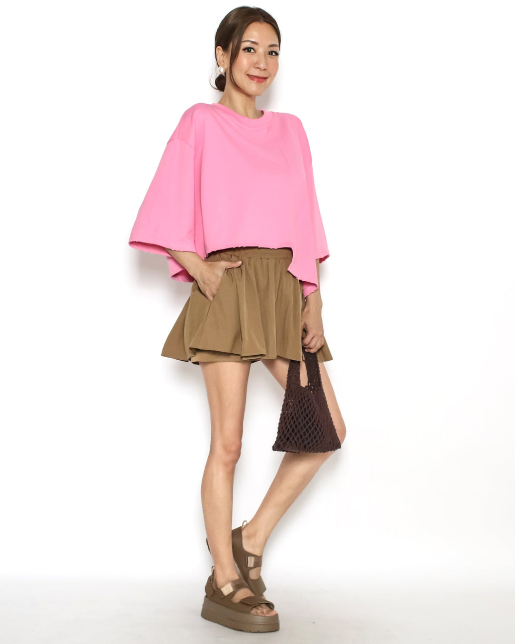 beige flare layer tech skort *pre-order*