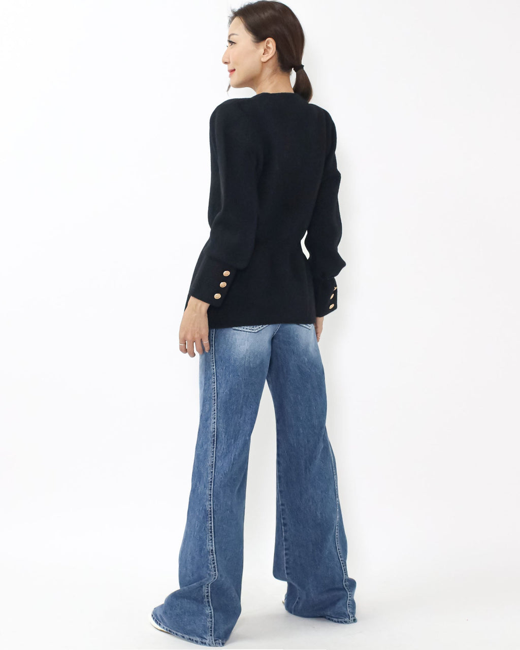 black flare knitted cardigan *pre-order*