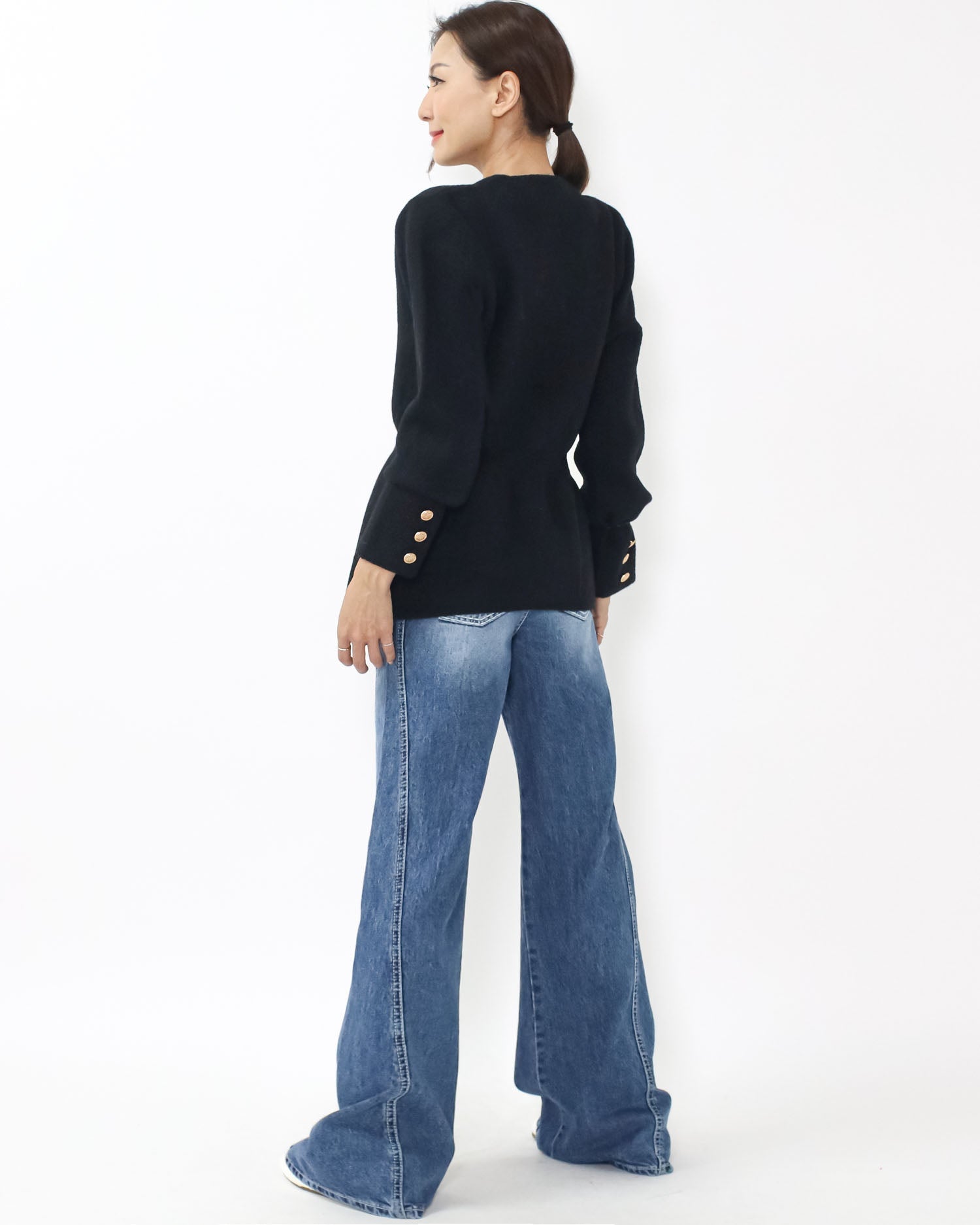 black flare knitted cardigan *pre-order*