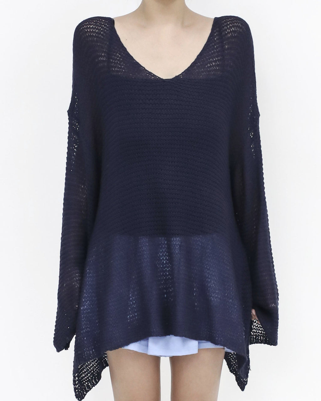 navy V neck boucle knitted top *pre-order*