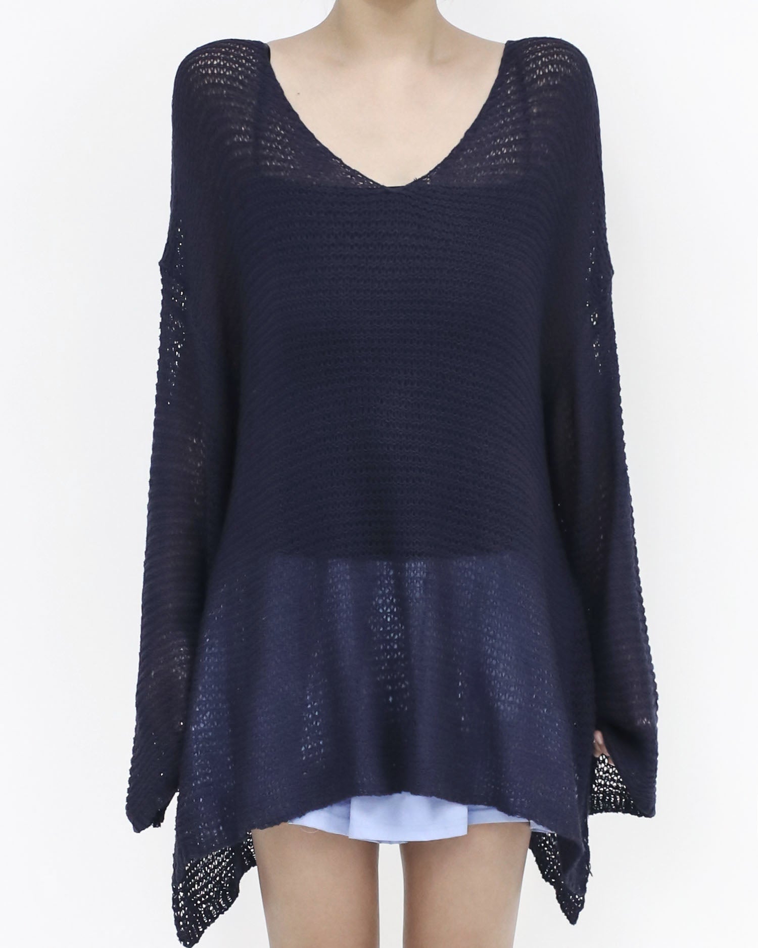 navy V neck boucle knitted top *pre-order*