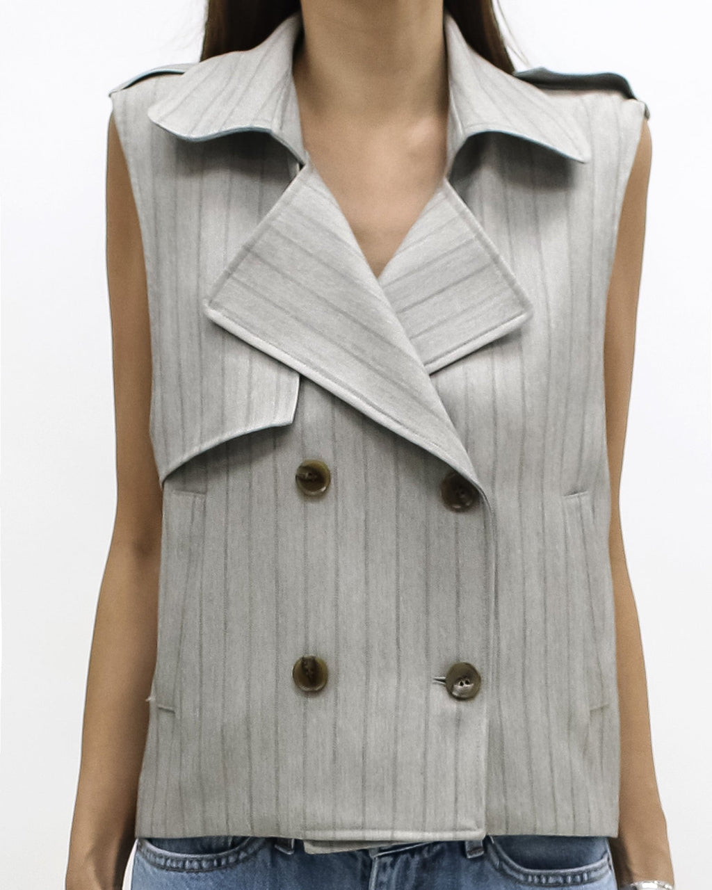 beige stripes vest jacket *pre-order*