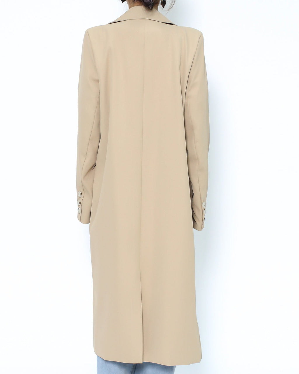 beige double bar longline blazer *pre-order*