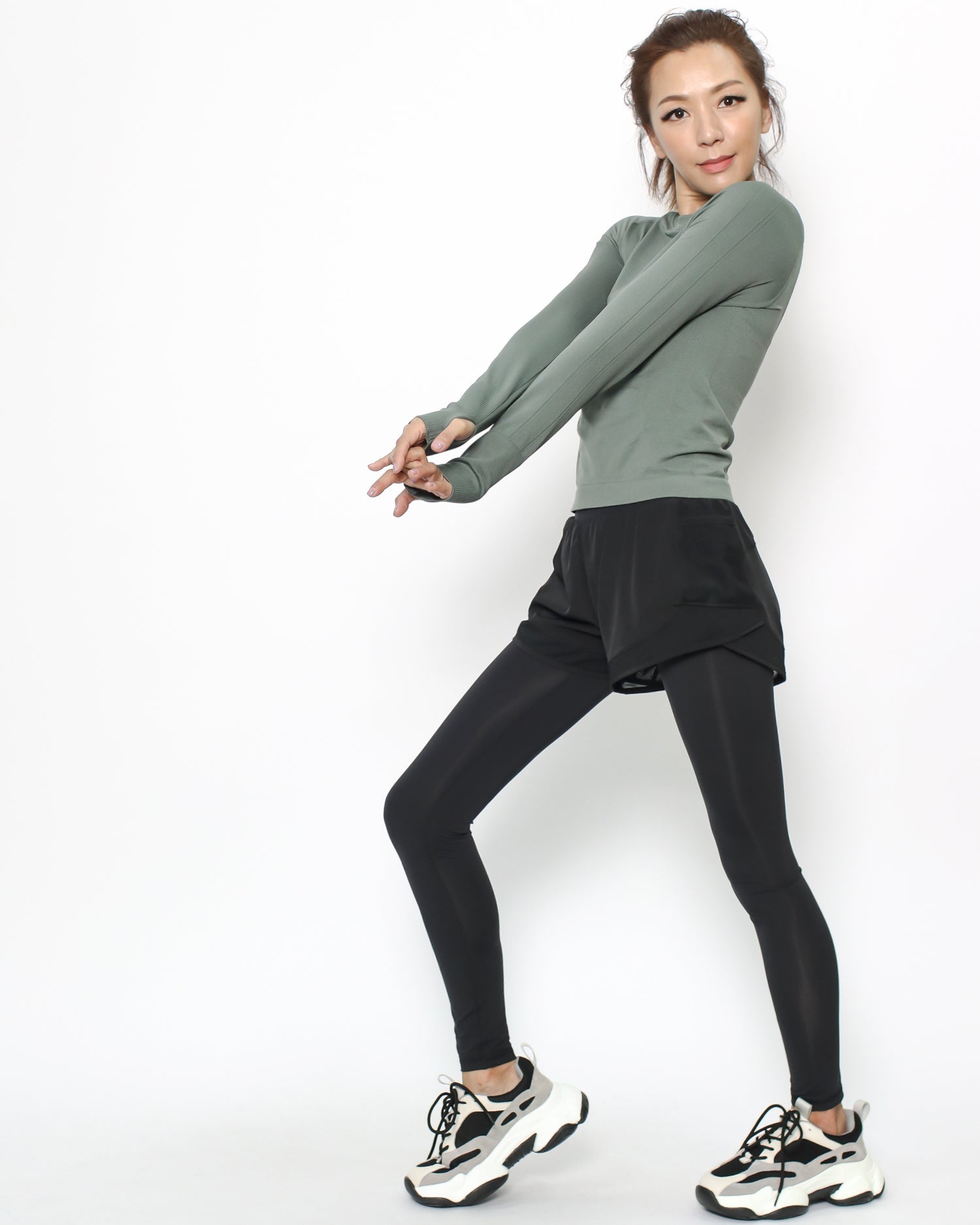 black mesh shorts & sports long leggings *pre-order*