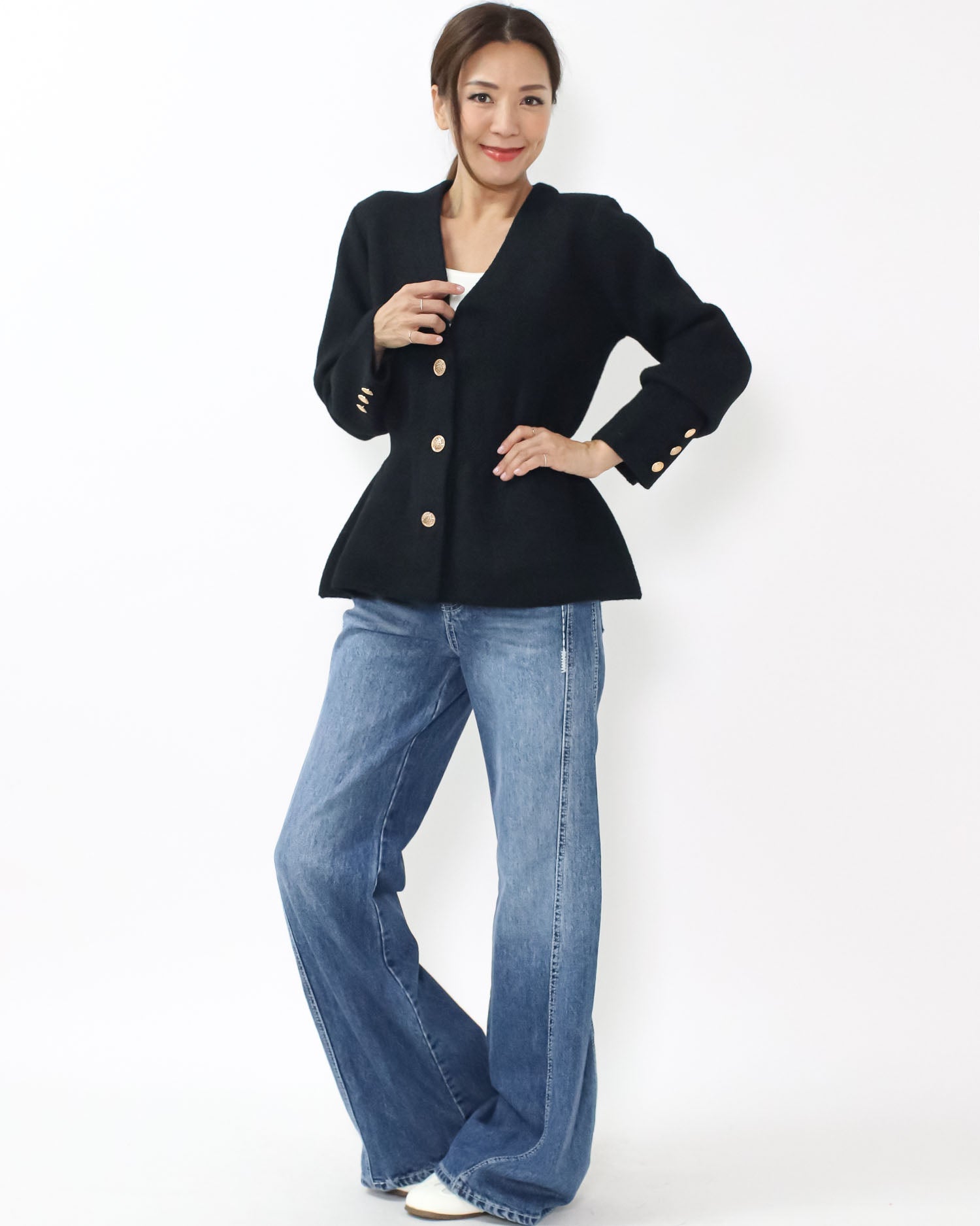 black flare knitted cardigan *pre-order*