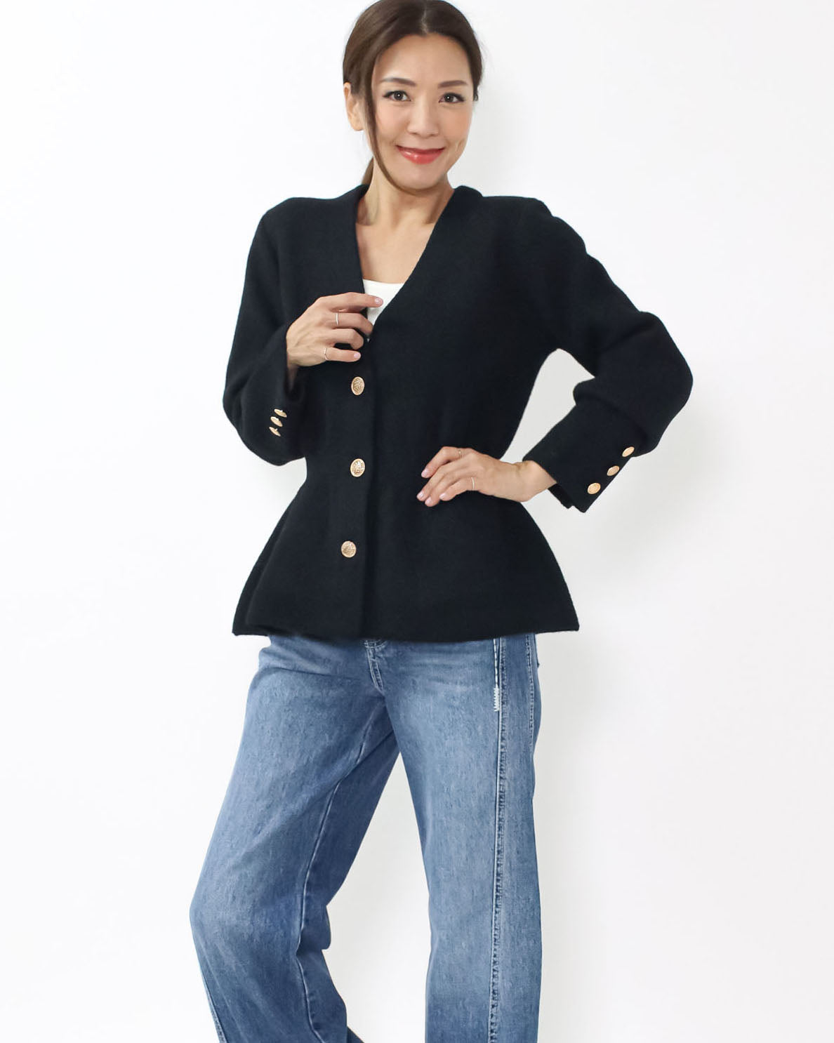 black flare knitted cardigan *pre-order*