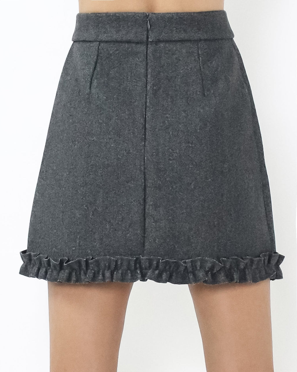 grey wool blended ruffles hem skirt *pre-order*