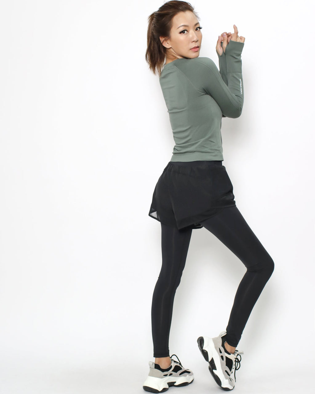 black mesh shorts & sports long leggings *pre-order*