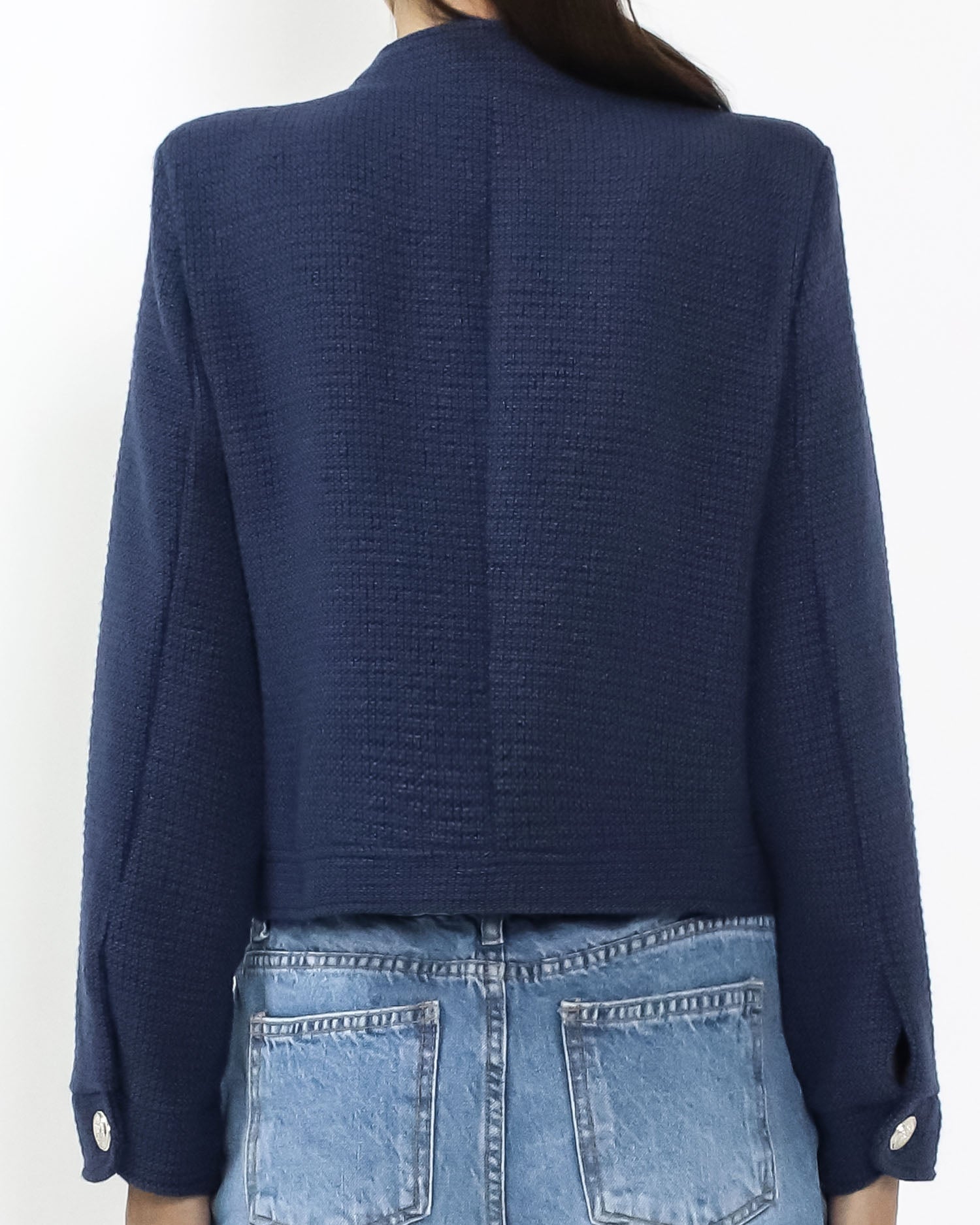 navy tweed pockets front jacket *pre-order*