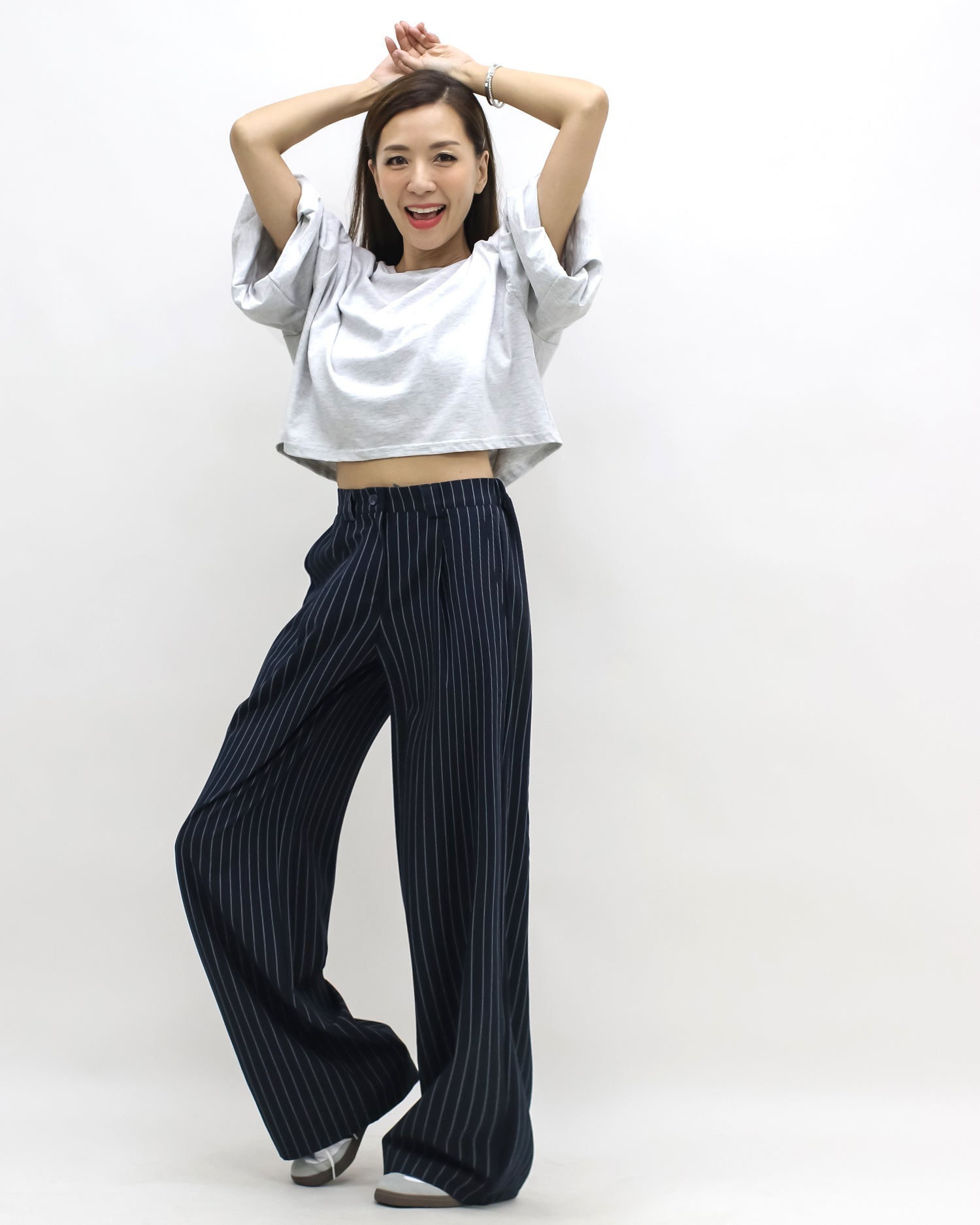 marl grey puff sleeves tee