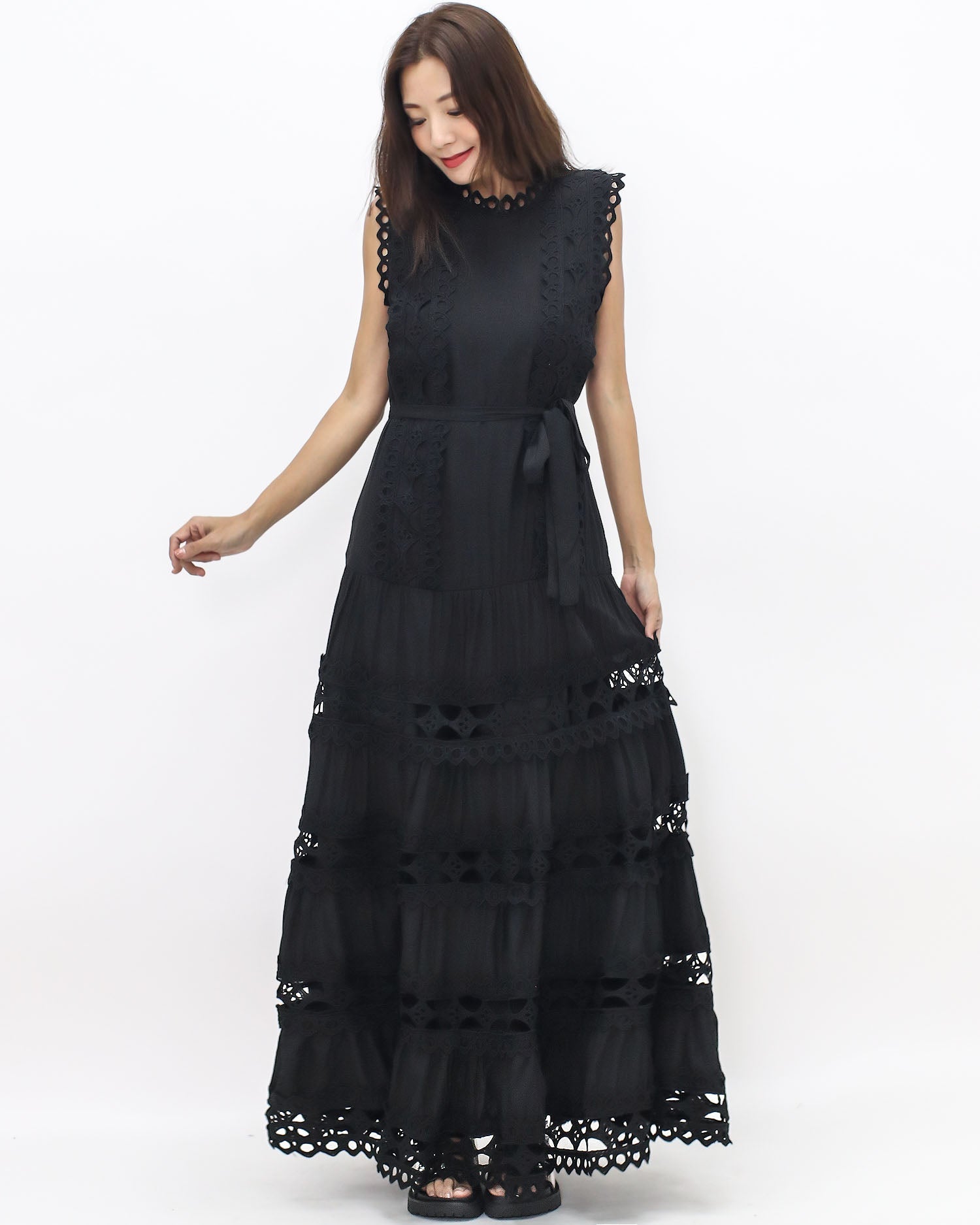 black crochet longline dress w/ belt *pre-order*