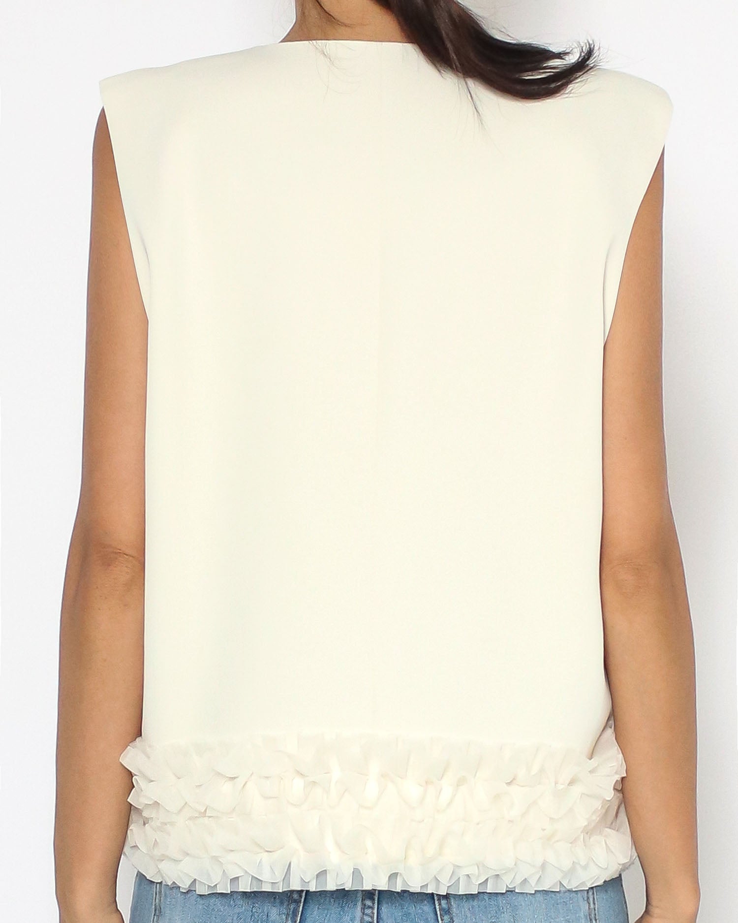 ivory mesh ruffles hem vest jacket *pre-order*
