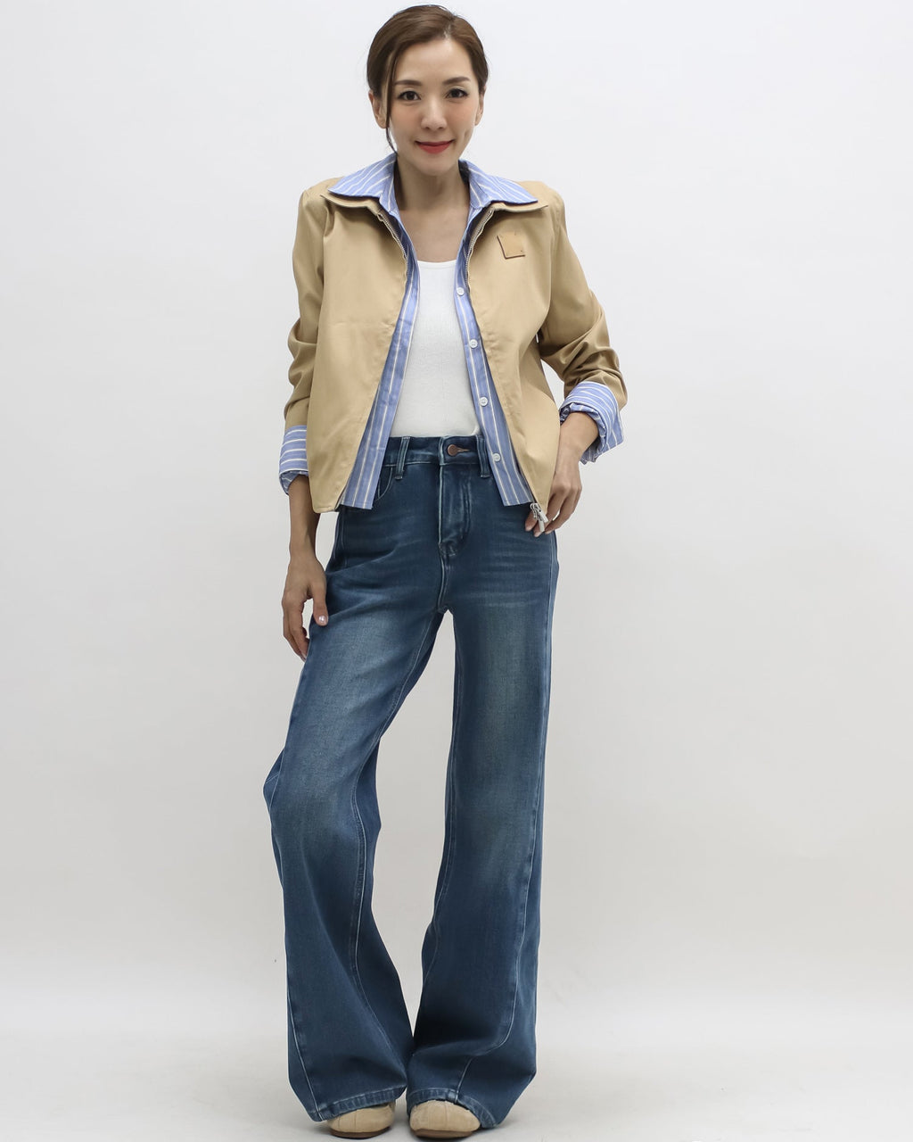 washed blue panel side denim jeans *pre-order*