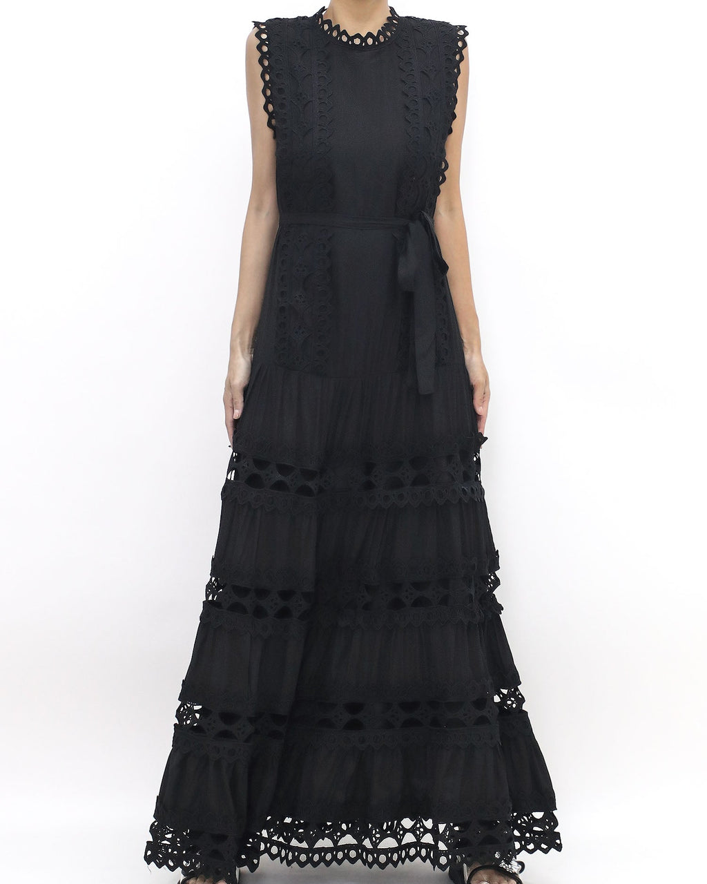 black crochet longline dress w/ belt *pre-order*