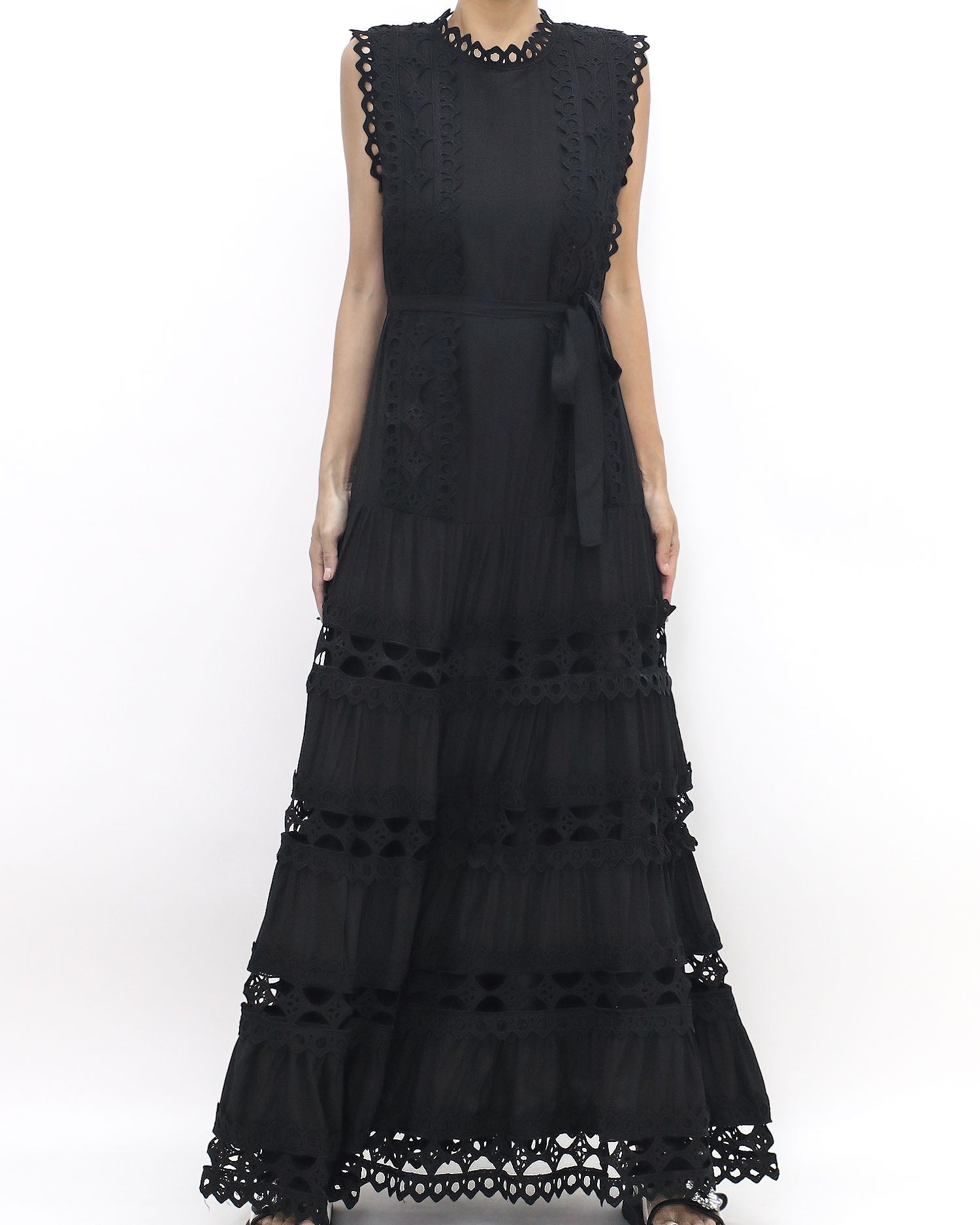 black crochet longline dress w/ belt *pre-order*