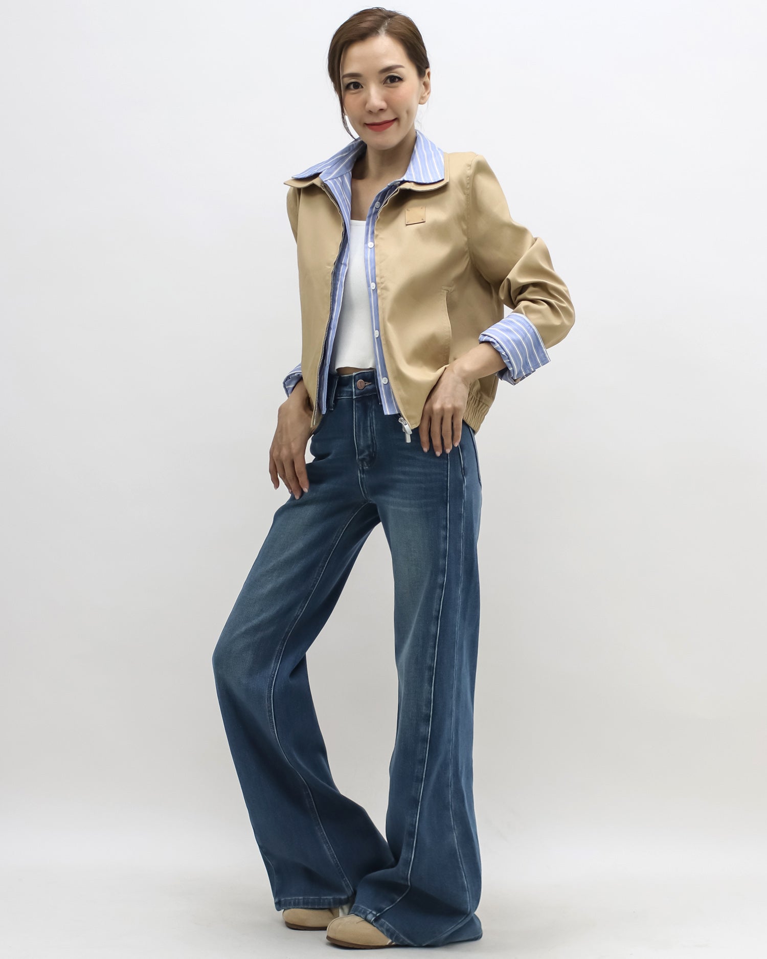 washed blue panel side denim jeans *pre-order*