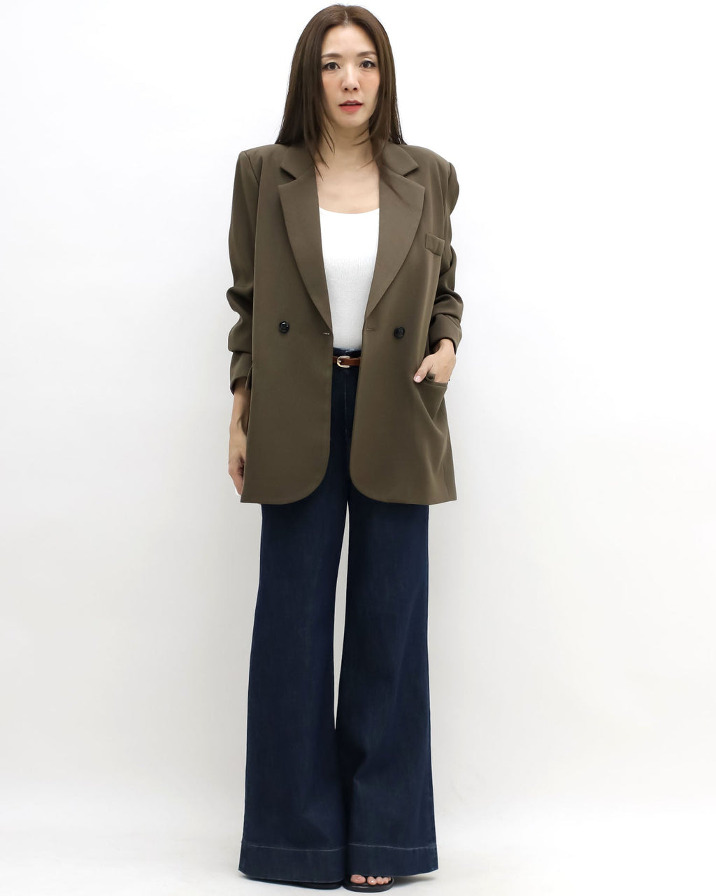 brown double button blazer *pre-order*