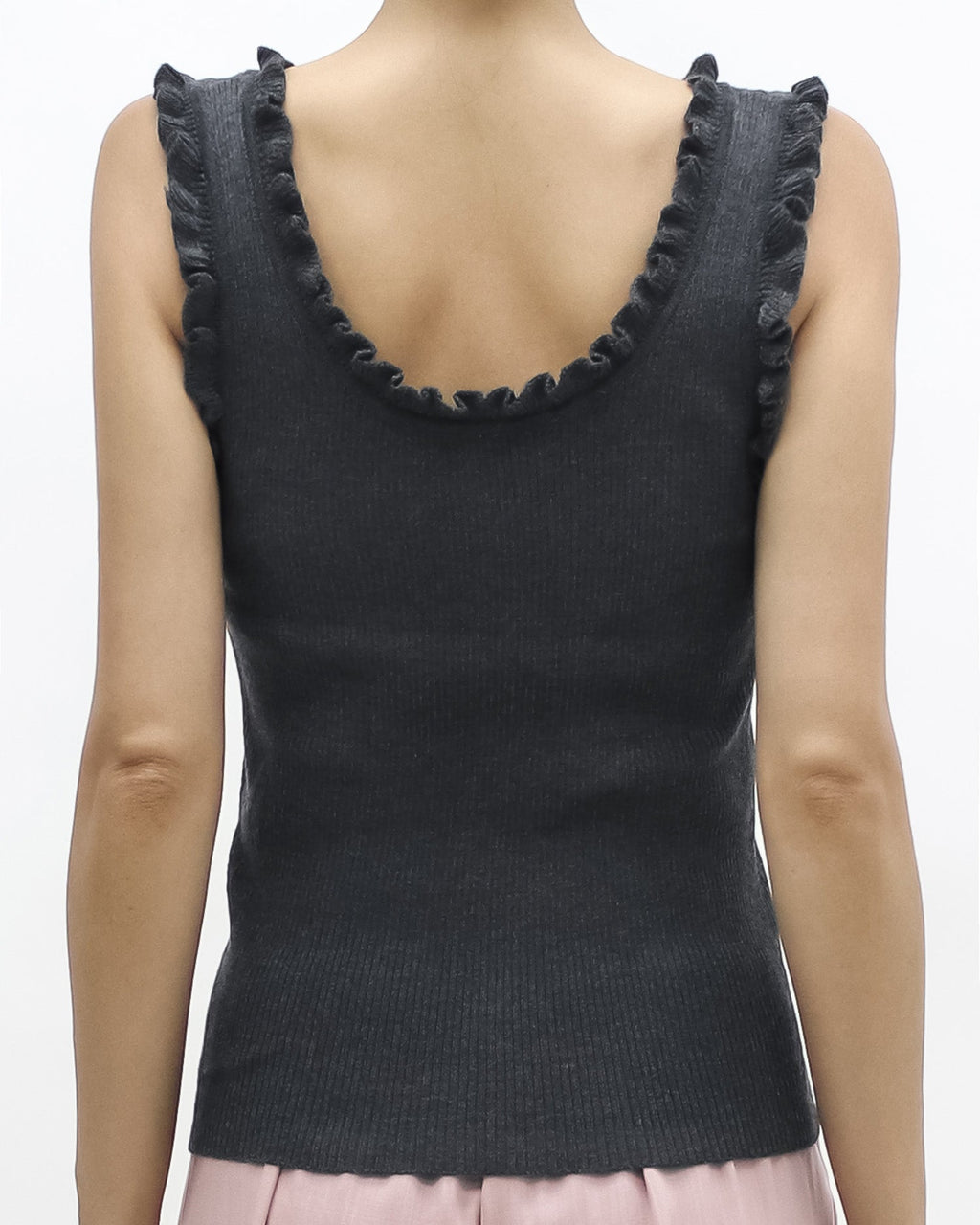 grey ruffles hem knitted vest *pre-order*