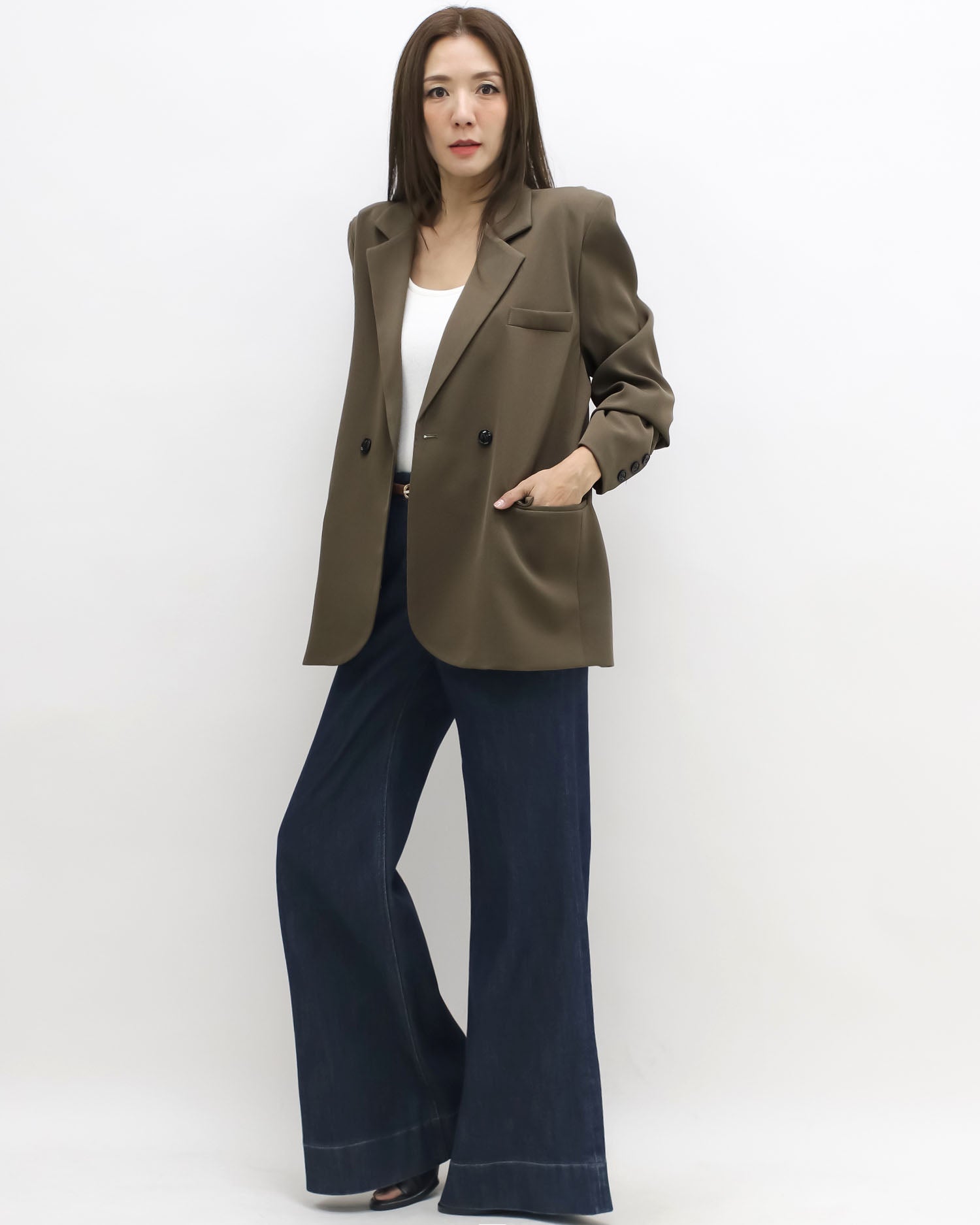 brown double button blazer *pre-order*