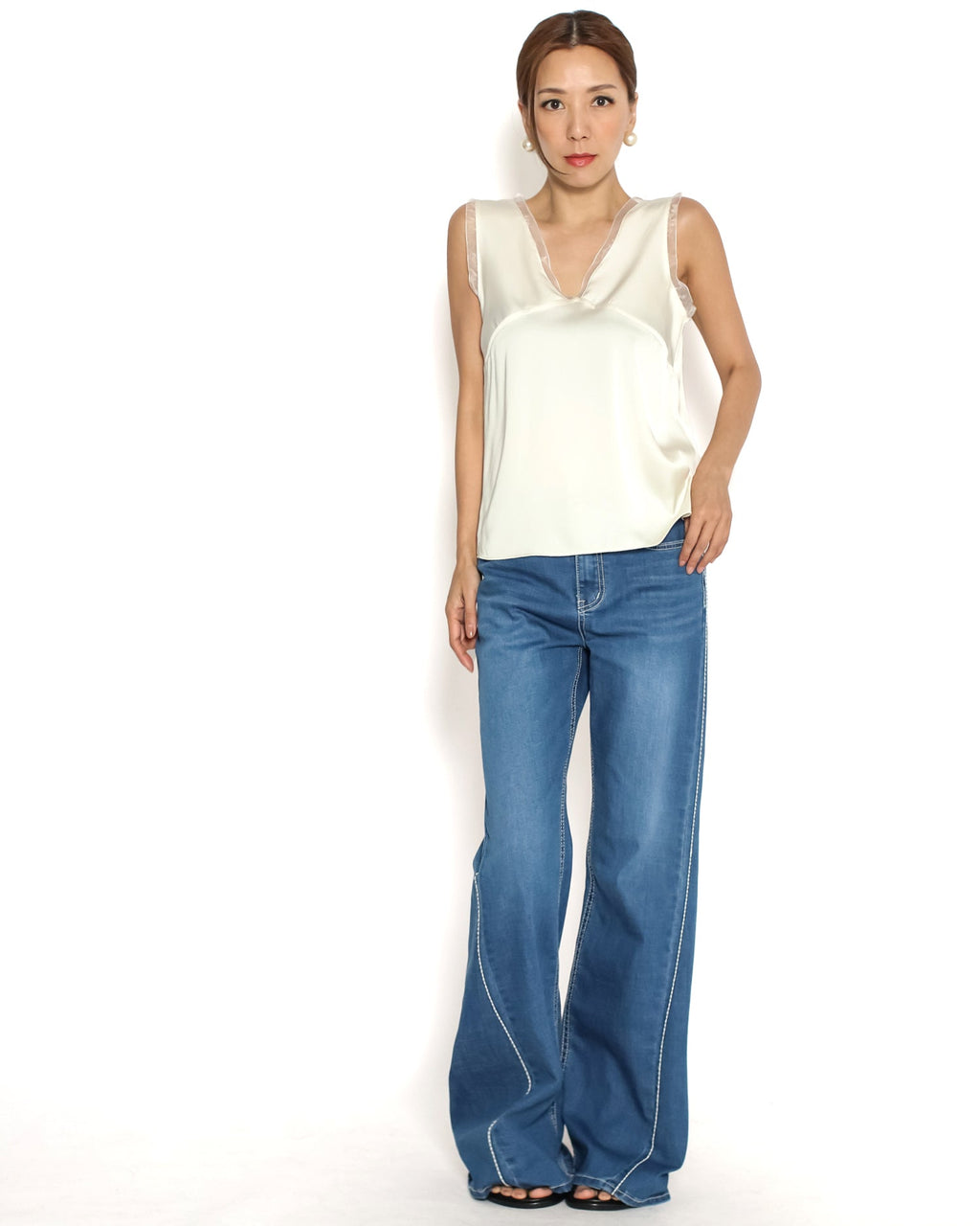 ivory mesh hem vest *pre-order*