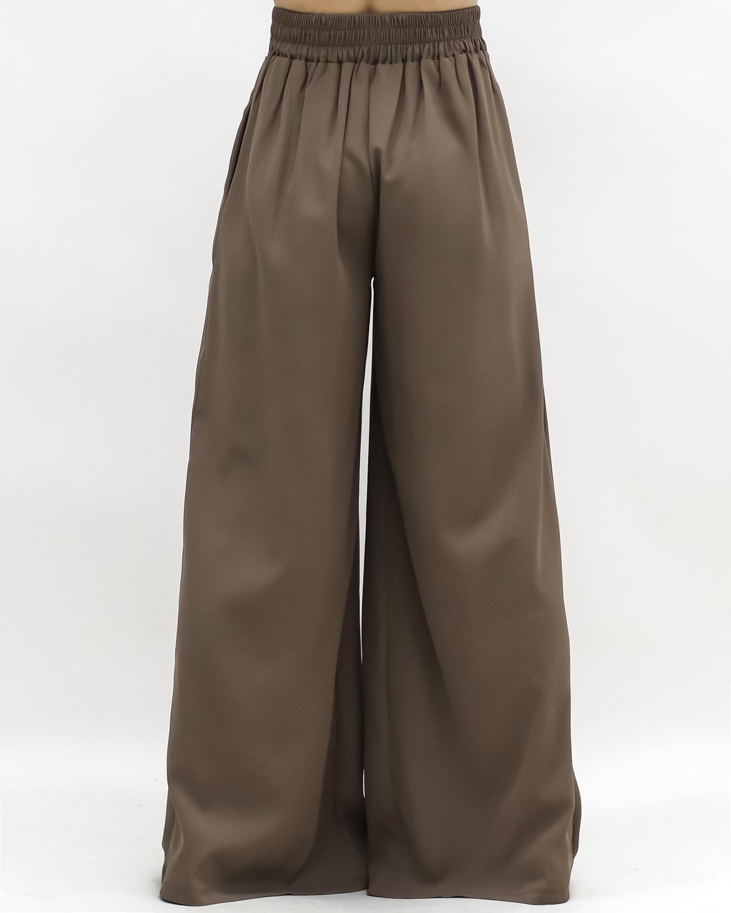brown pleats front wide legs pants *pre-order*