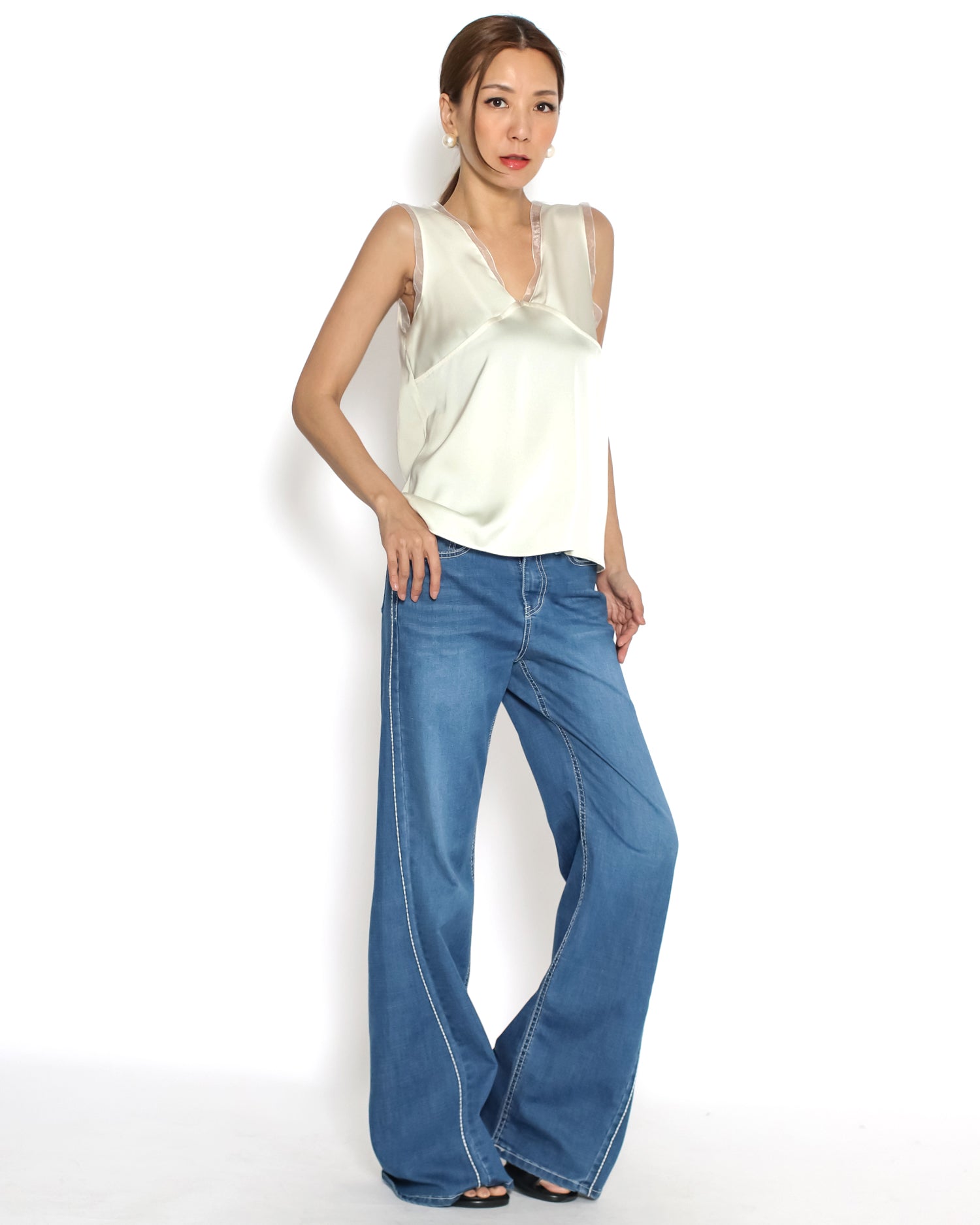 ivory mesh hem vest *pre-order*