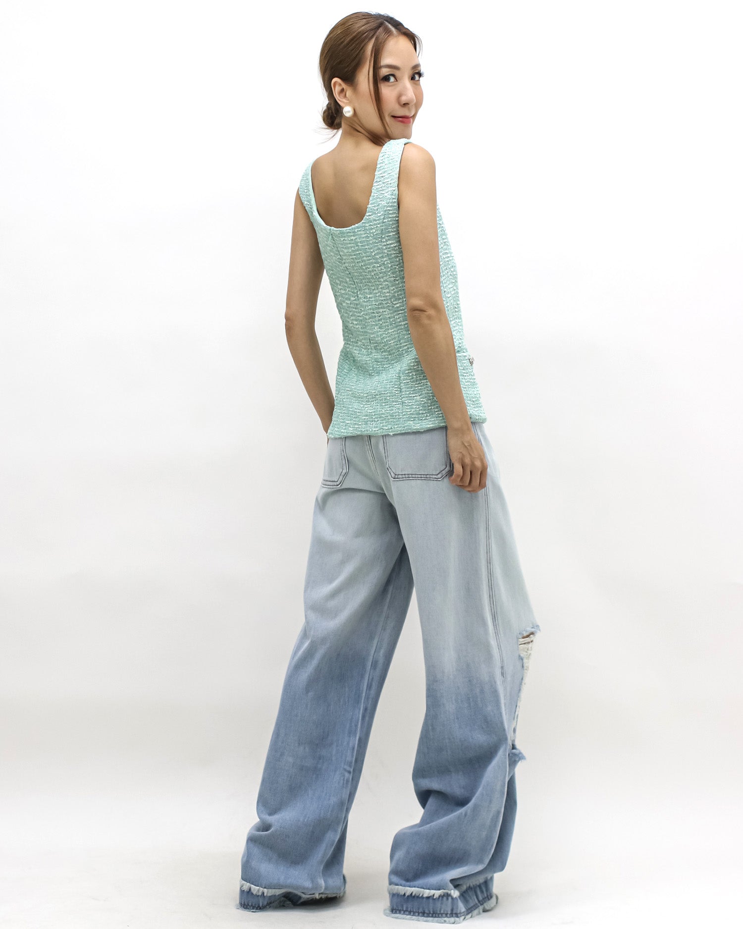 turquoise tweed vest *pre-order*