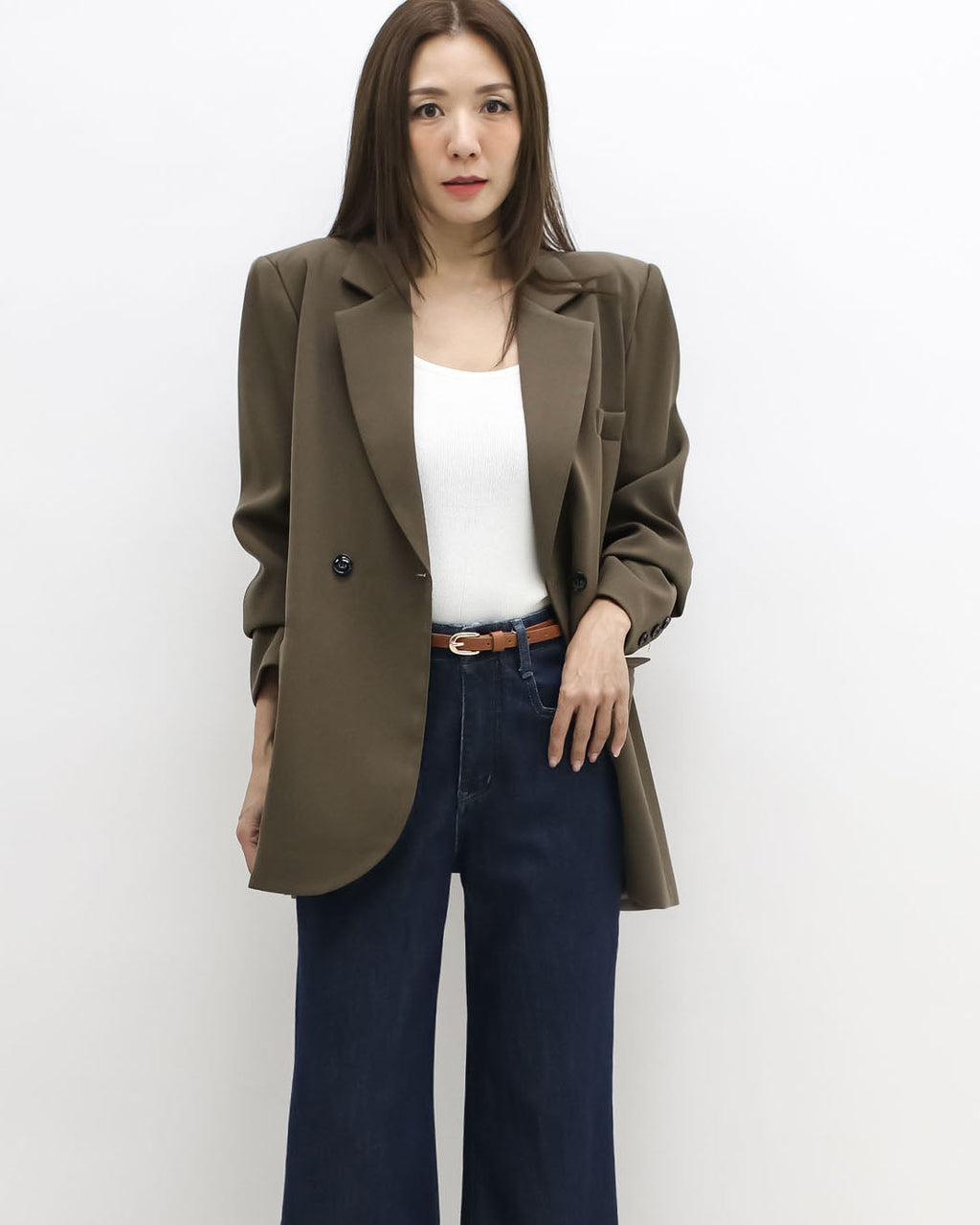 brown double button blazer *pre-order*