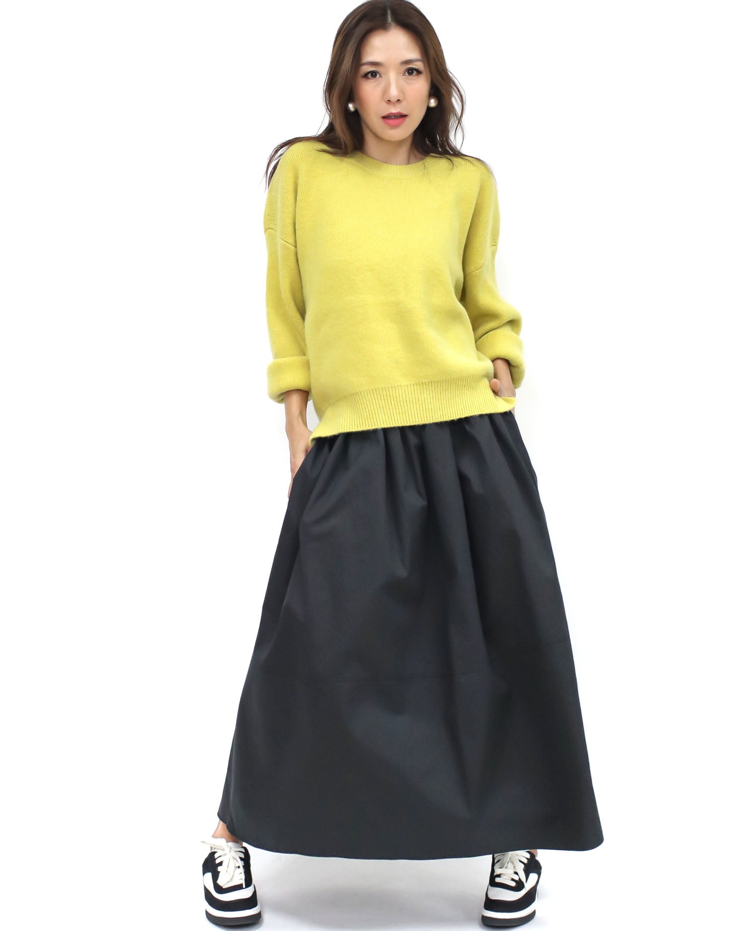 black flare cotton shirt skirt *pre-order*