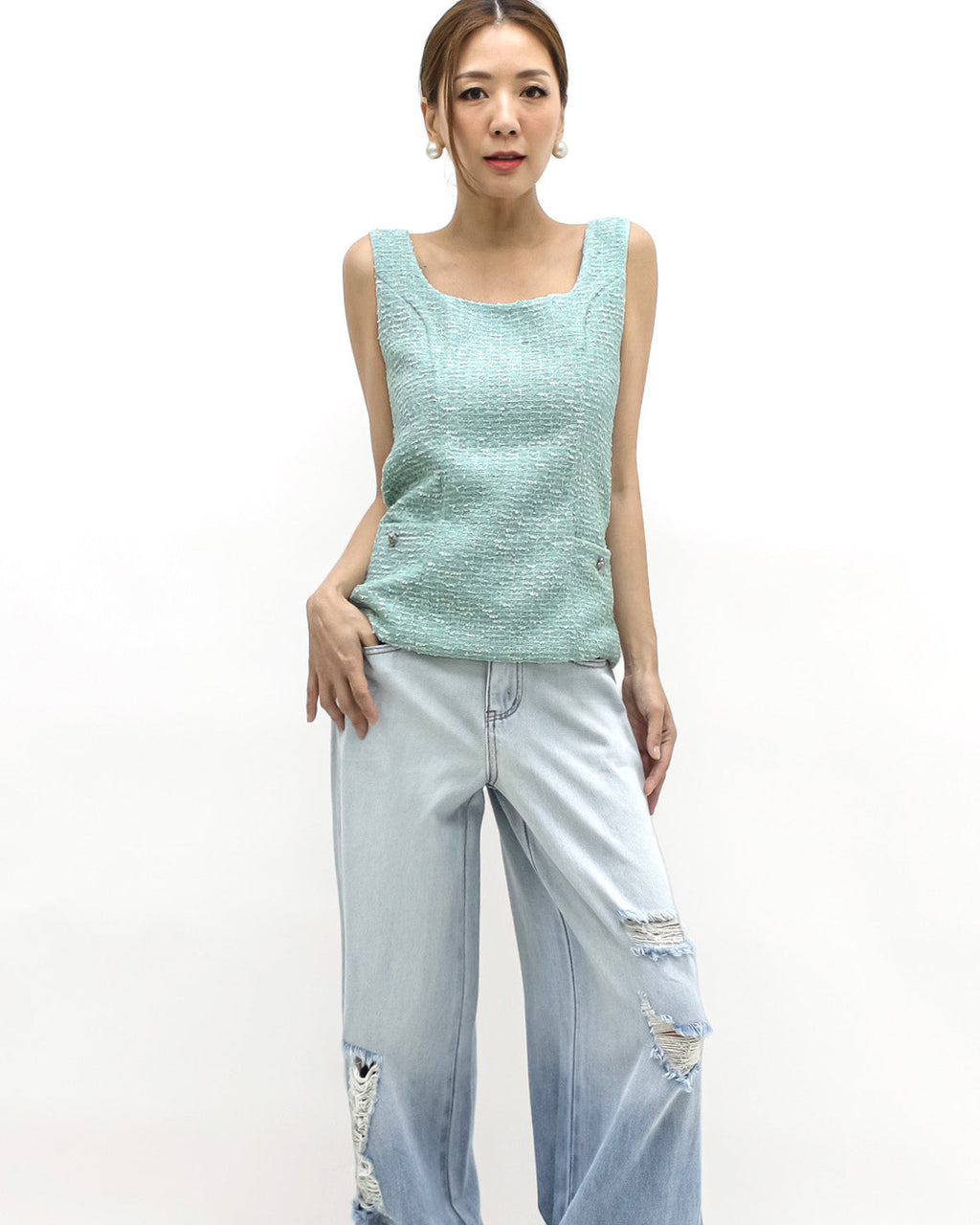 turquoise tweed vest *pre-order*
